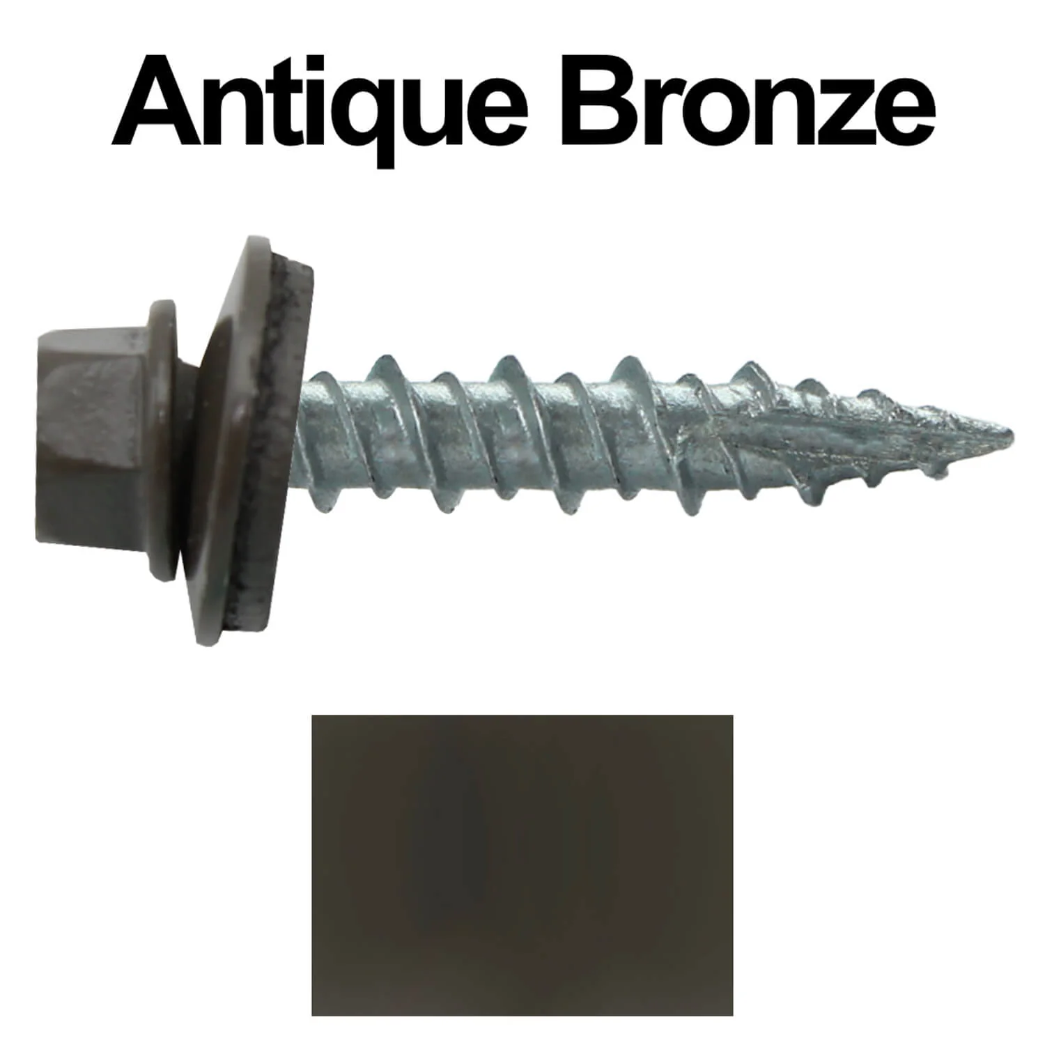 #10 x 1" Metal ROOFING SCREWS - Hex Washer Head - Self starting/self tapping - EPDM washer. Colored head. - Image 29