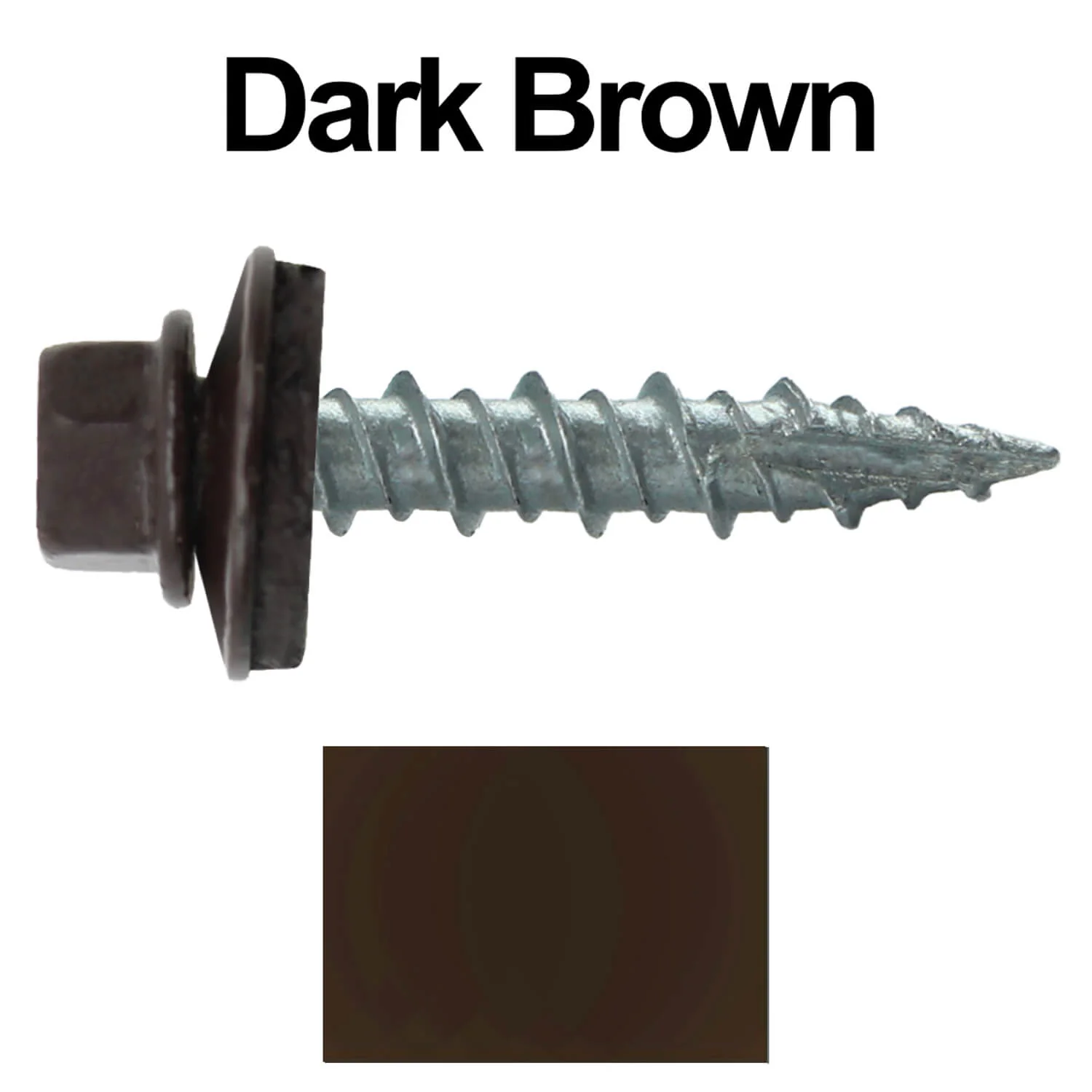 #10 x 1" Metal ROOFING SCREWS - Hex Washer Head - Self starting/self tapping - EPDM washer. Colored head. - Image 30