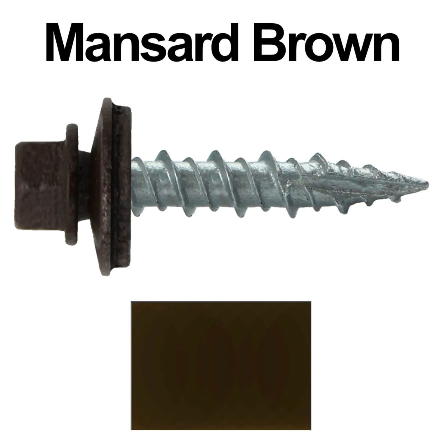 #10 x 1" Metal ROOFING SCREWS - Hex Washer Head - Self starting/self tapping - EPDM washer. Colored head. - Image 35