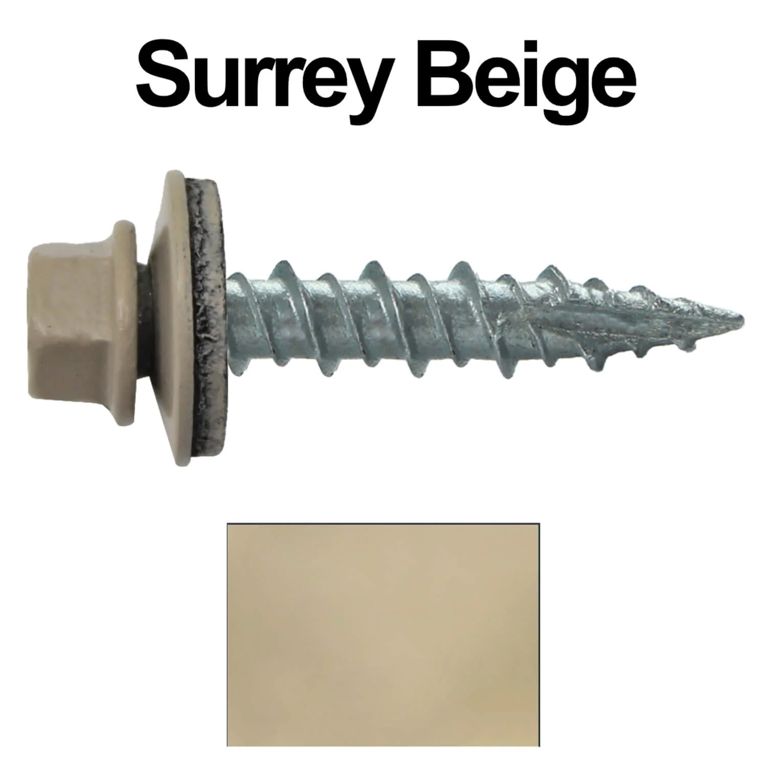 #10 x 1" Metal ROOFING SCREWS - Hex Washer Head - Self starting/self tapping - EPDM washer. Colored head. - Image 37