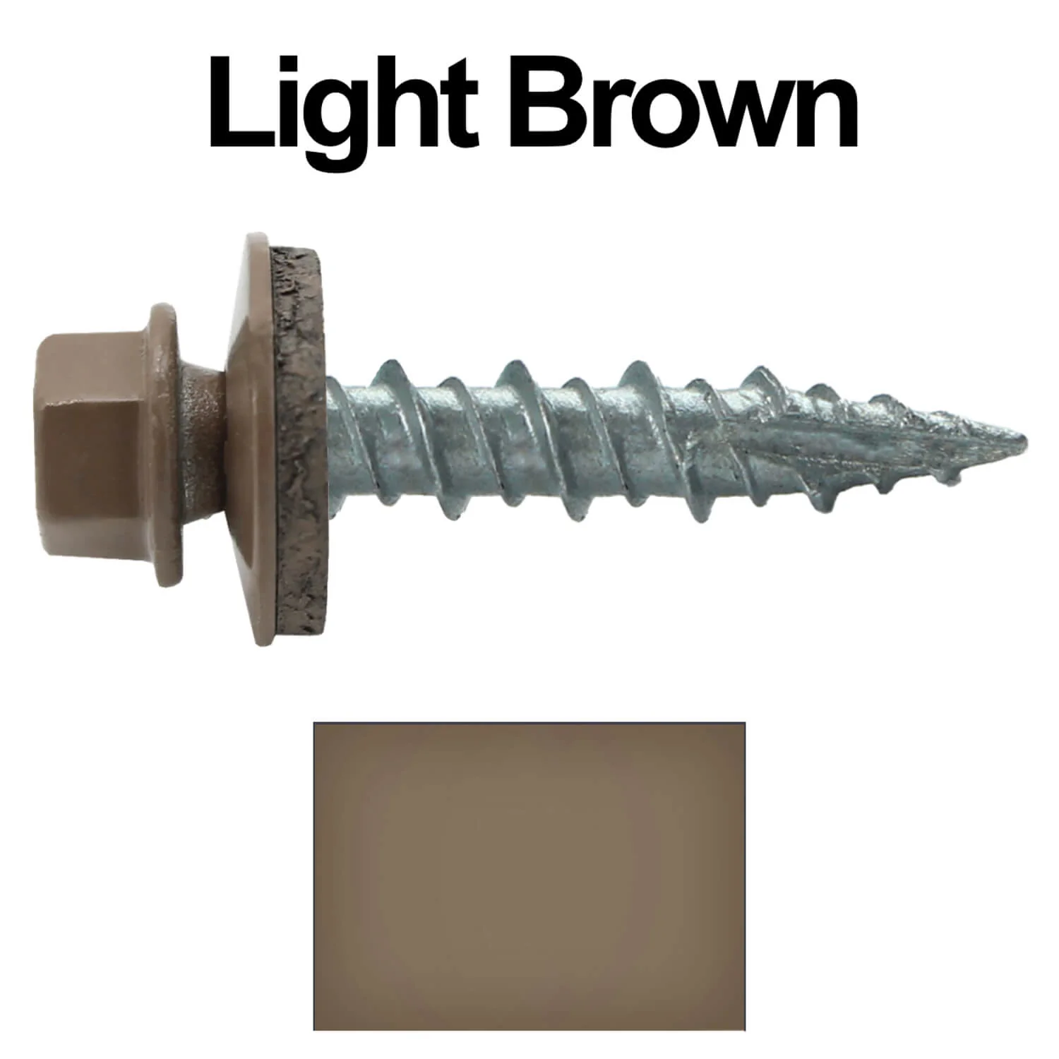 #10 x 1" Metal ROOFING SCREWS - Hex Washer Head - Self starting/self tapping - EPDM washer. Colored head. - Image 43