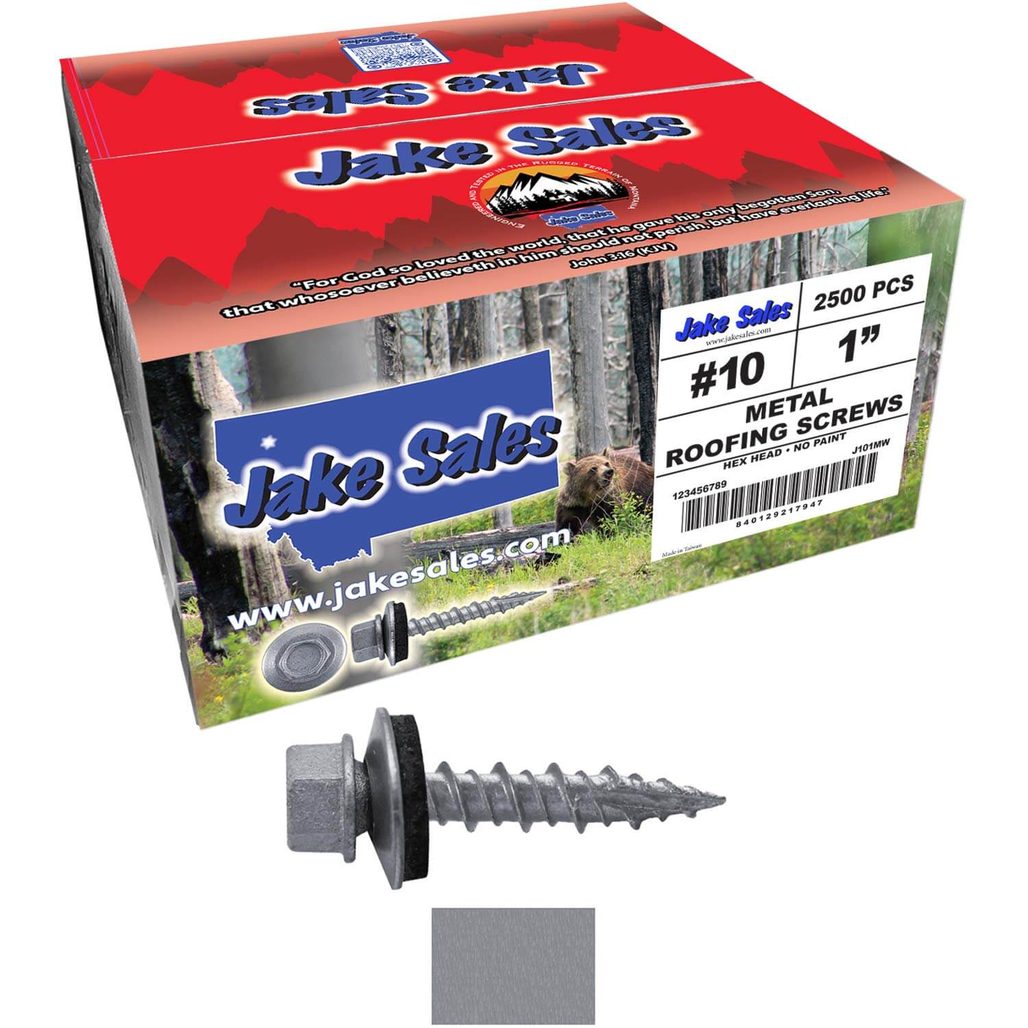 #10 x 1" Metal ROOFING SCREWS - Hex Washer Head - Self starting/self tapping - EPDM washer. Colored head. - Image 45