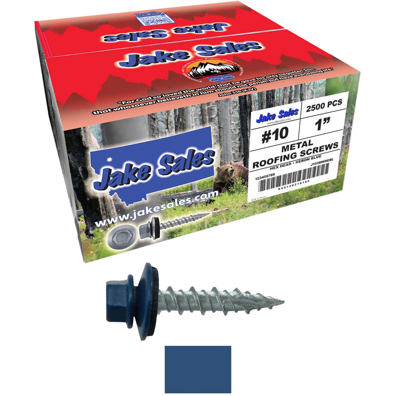 #10 x 1" Metal ROOFING SCREWS - Hex Washer Head - Self starting/self tapping - EPDM washer. Colored head. - Image 61