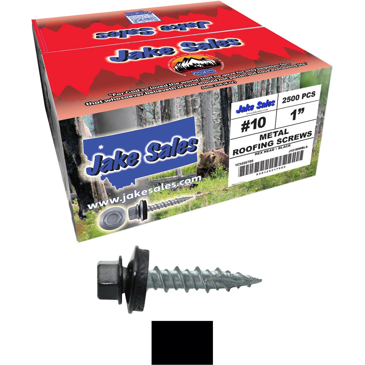 #10 x 1" Metal ROOFING SCREWS - Hex Washer Head - Self starting/self tapping - EPDM washer. Colored head. - Image 88