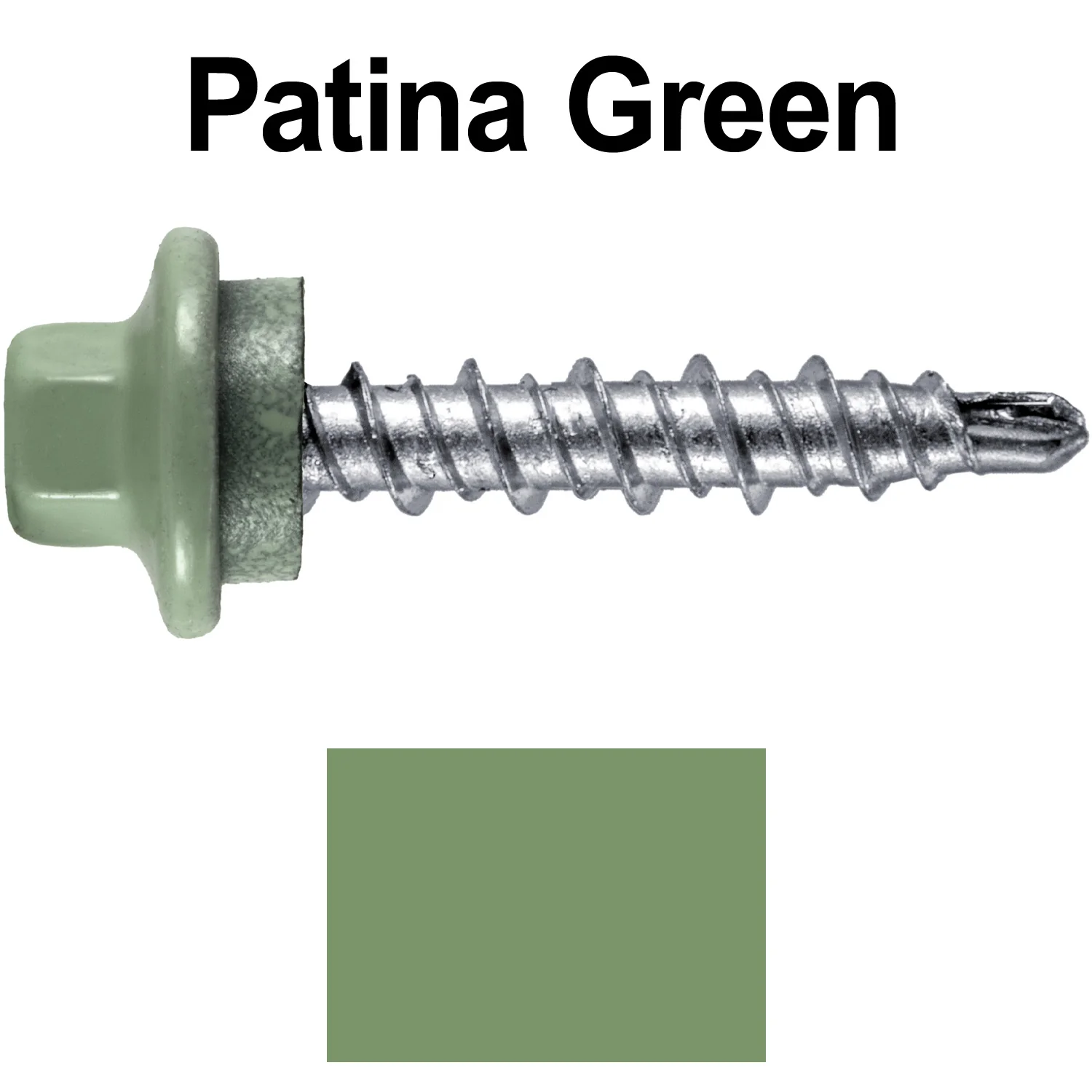 #10 x 1" Stainless Steel Mini Driller Sheet Metal Roofing Screw - Hex Washer Cap - Self starting metal to wood siding screws - EPDM washer. Colored Head. - Image 113