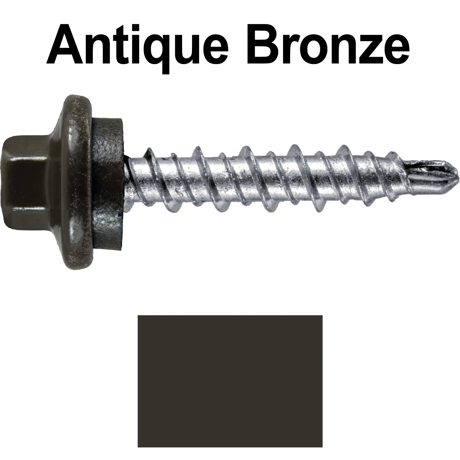 #10 x 1" Stainless Steel Mini Driller Sheet Metal Roofing Screw - Hex Washer Cap - Self starting metal to wood siding screws - EPDM washer. Colored Head. - Image 51