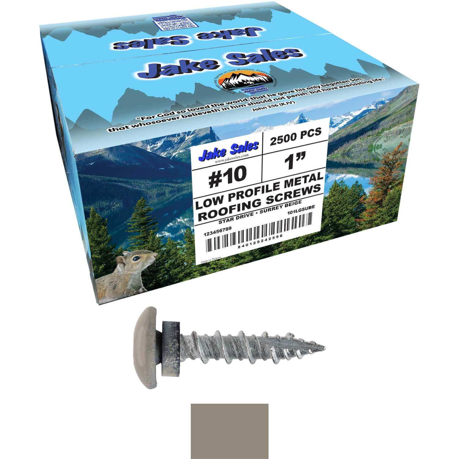 10 X 1" - LOW PROFILE Star Head Roofing Screws - HI-LO Thread - Metal To Wood - T25 Torx Drive Head - EPDM washer. - Image 123