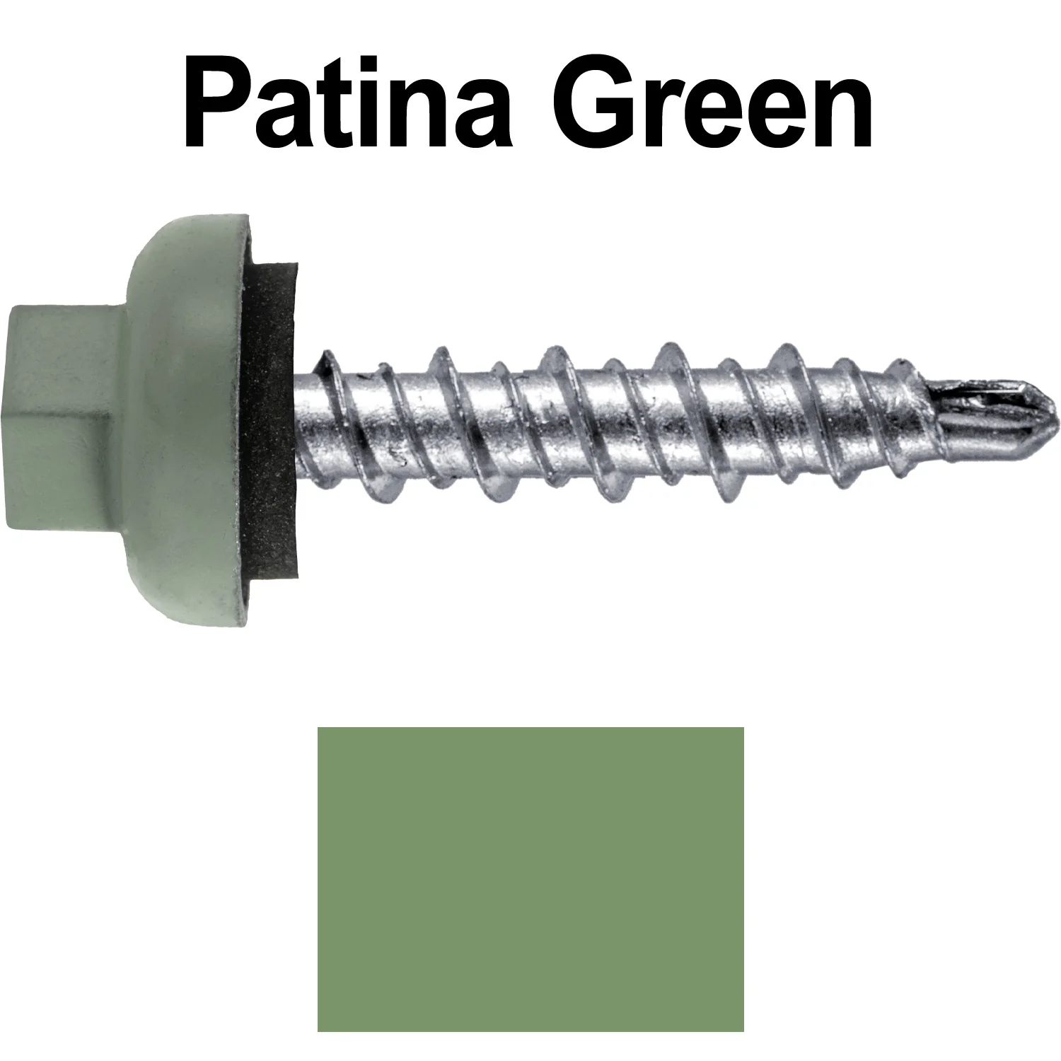 10 X 1" Zinc Aluminum Cap MINI-DRILLER Roofing Screws HI-LO THREAD Zinc Plated Carbon Steel Shank - EPDM Washer - Colored head - Image 111