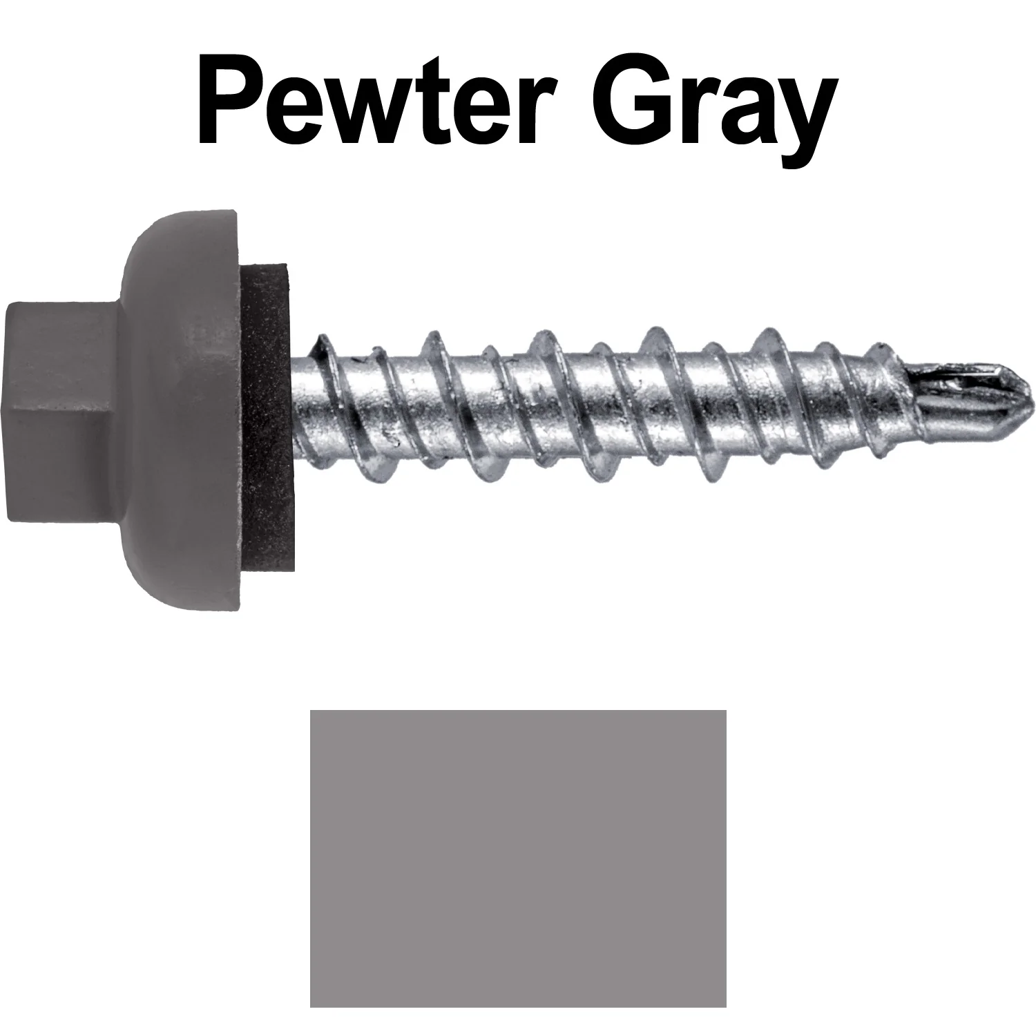 10 X 1" Zinc Aluminum Cap MINI-DRILLER Roofing Screws HI-LO THREAD Zinc Plated Carbon Steel Shank - EPDM Washer - Colored head - Image 114
