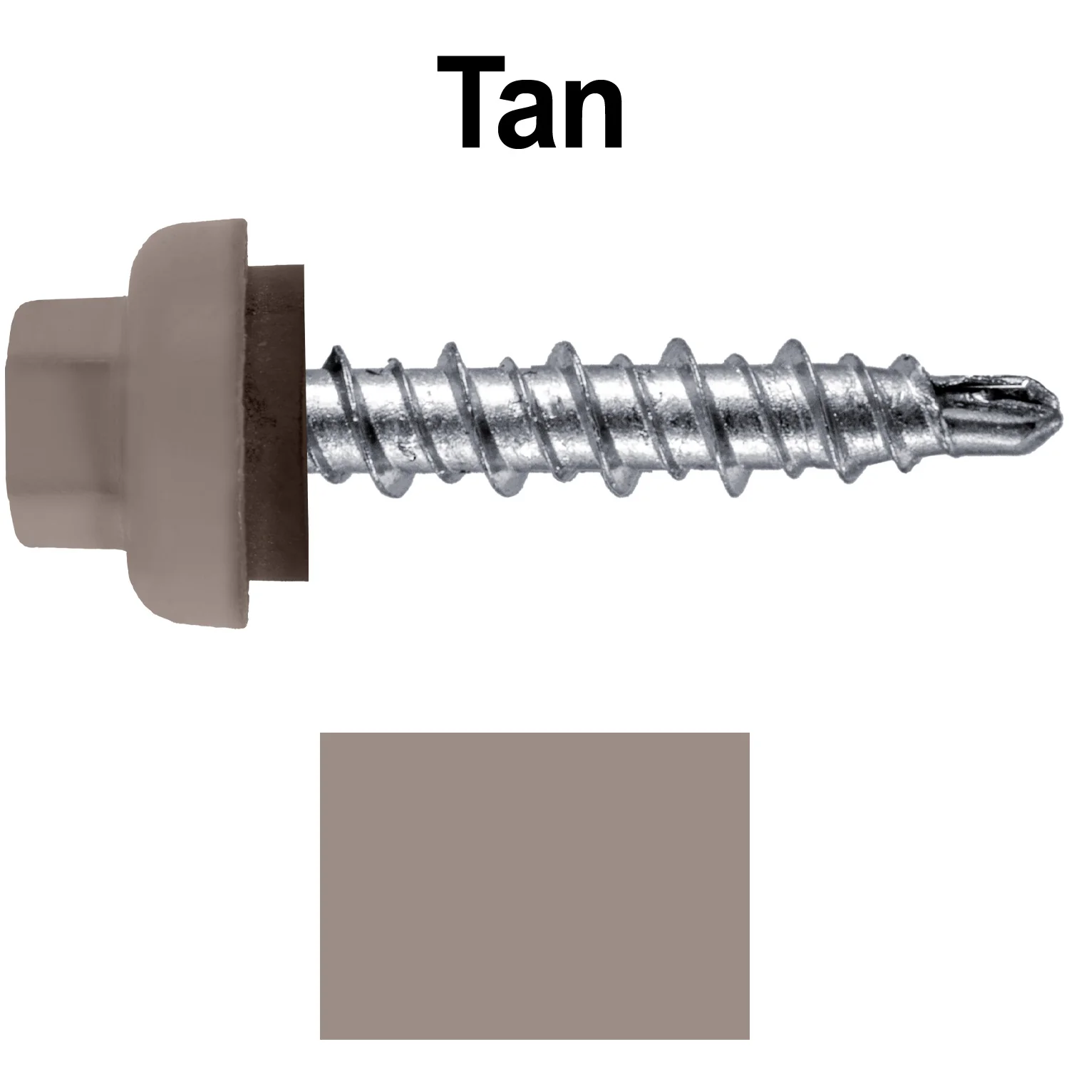 10 X 1" Zinc Aluminum Cap MINI-DRILLER Roofing Screws HI-LO THREAD Zinc Plated Carbon Steel Shank - EPDM Washer - Colored head - Image 124