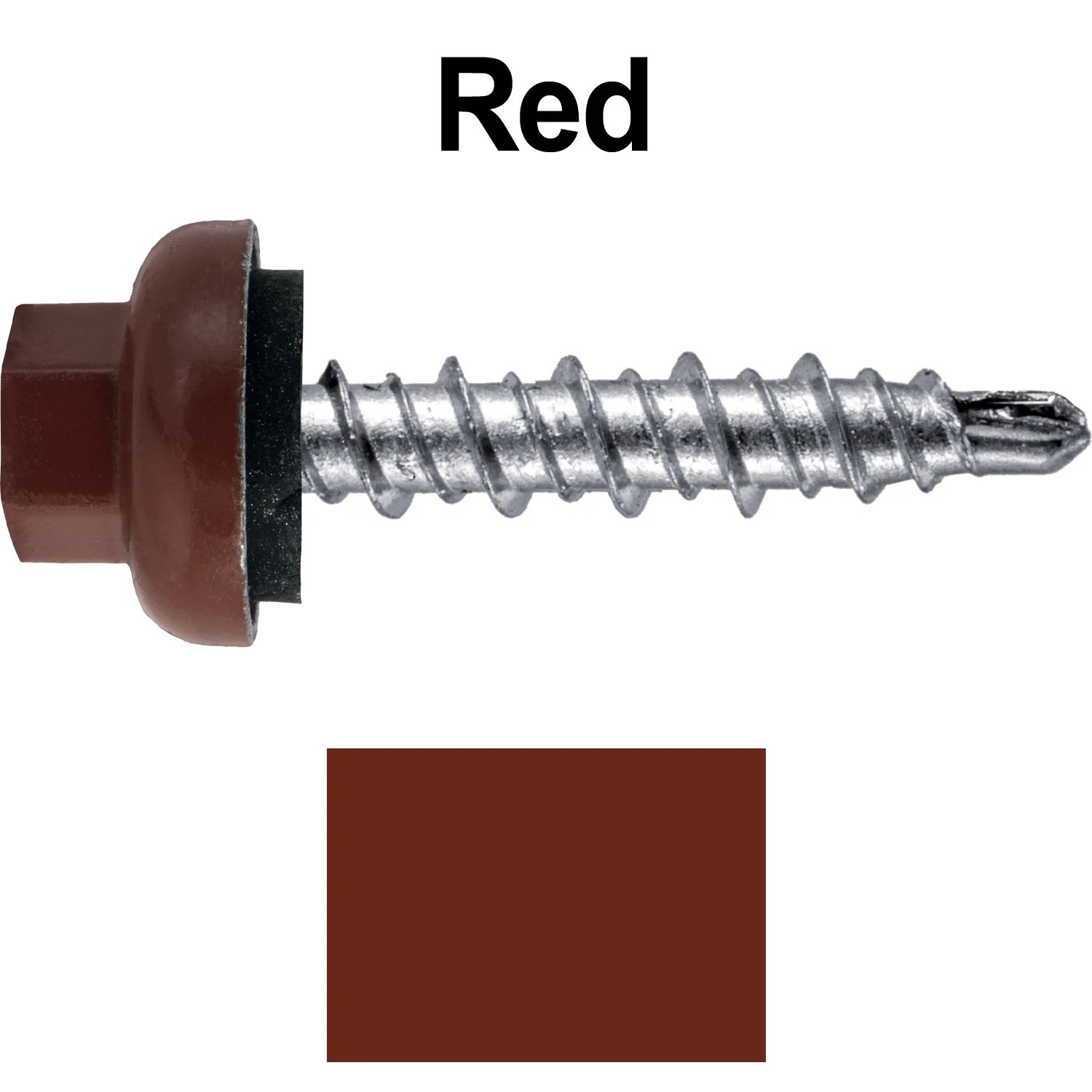 10 X 1" Zinc Aluminum Cap MINI-DRILLER Roofing Screws HI-LO THREAD Zinc Plated Carbon Steel Shank - EPDM Washer - Colored head - Image 13
