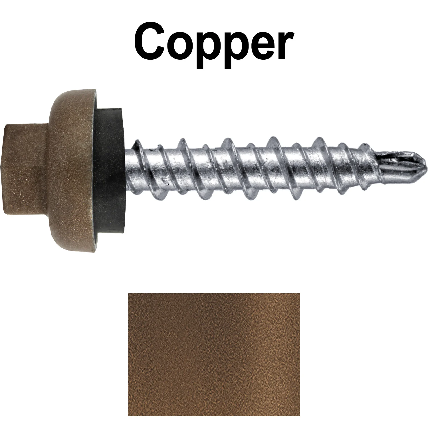 10 X 1" Zinc Aluminum Cap MINI-DRILLER Roofing Screws HI-LO THREAD Zinc Plated Carbon Steel Shank - EPDM Washer - Colored head - Image 16