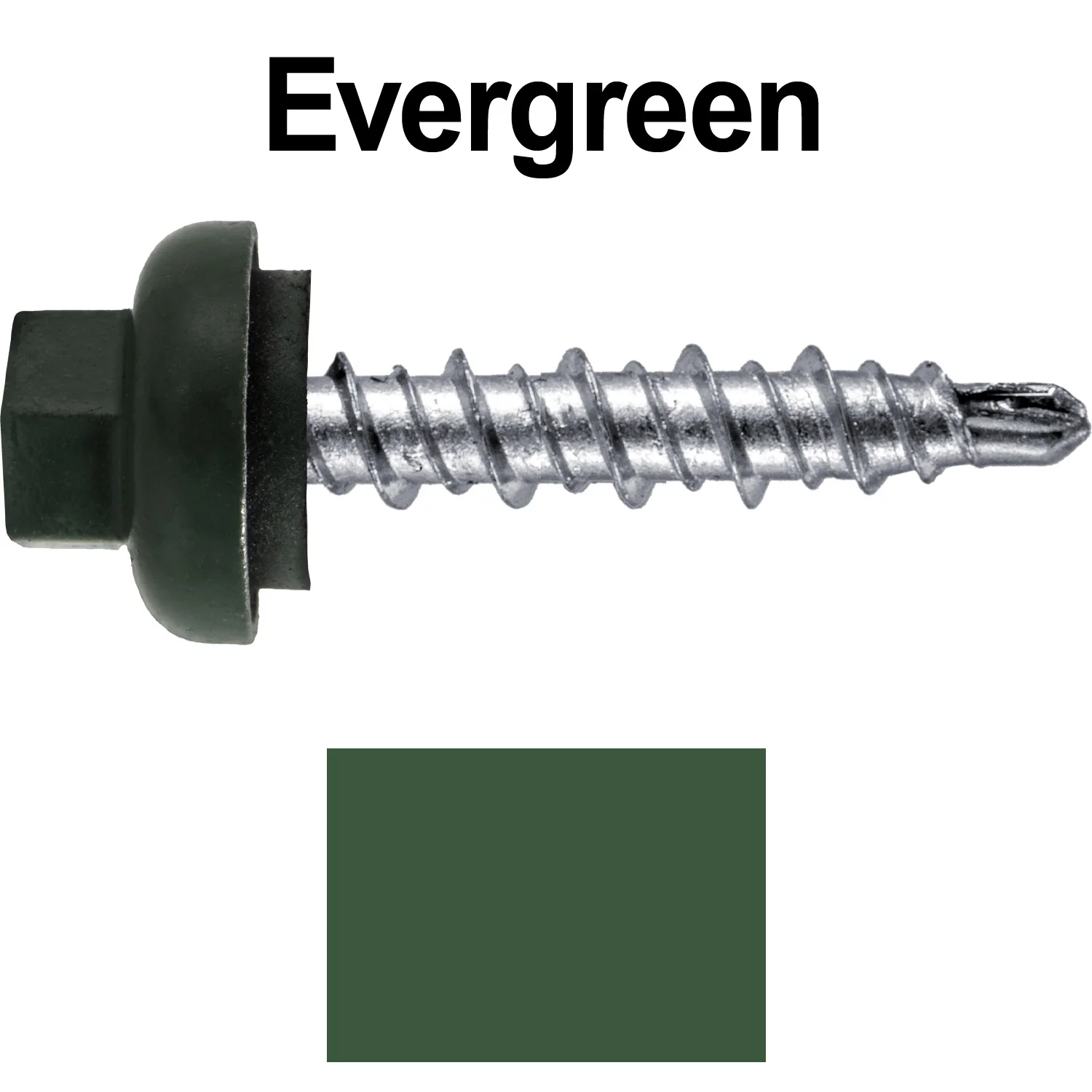 10 X 1" Zinc Aluminum Cap MINI-DRILLER Roofing Screws HI-LO THREAD Zinc Plated Carbon Steel Shank - EPDM Washer - Colored head - Image 31