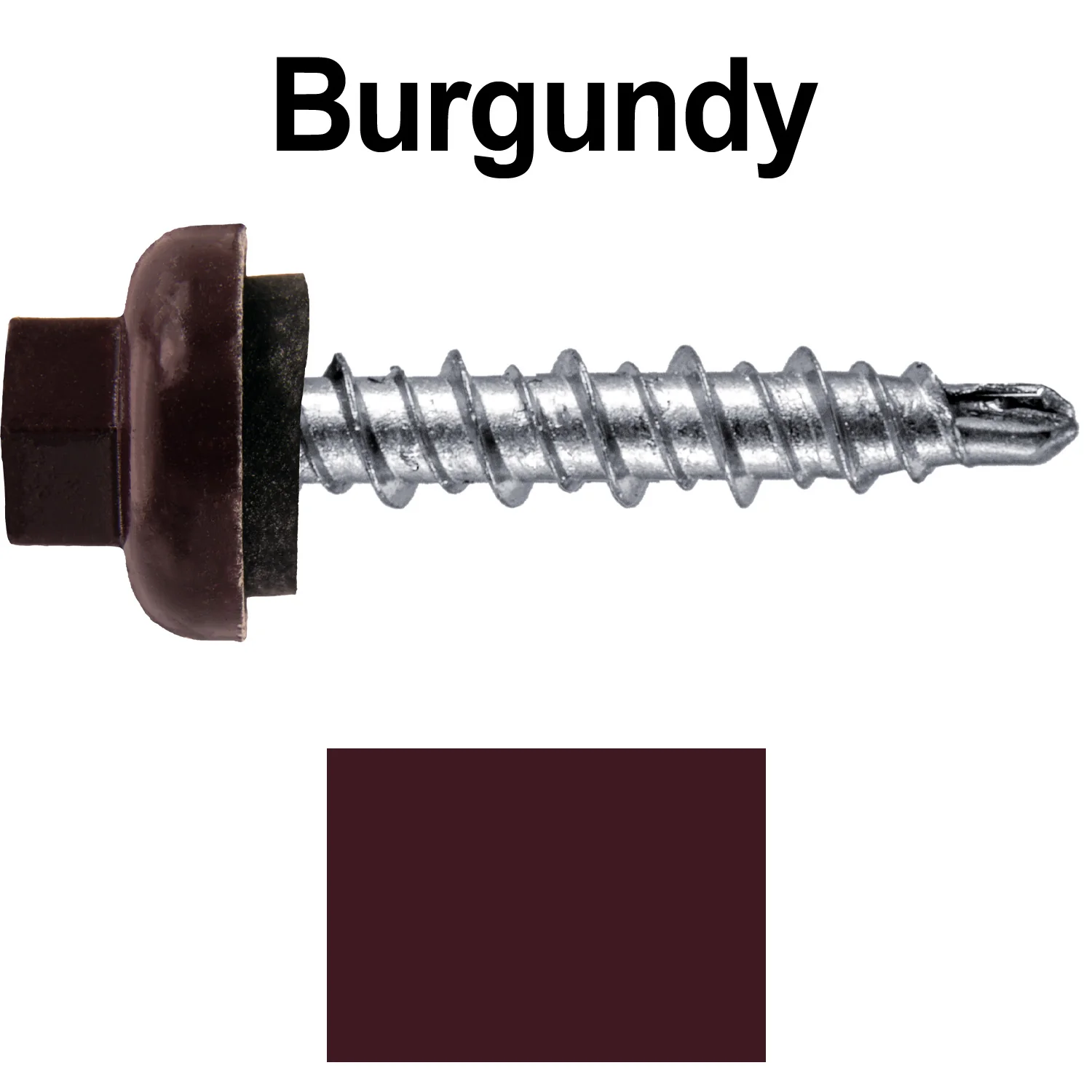 10 X 1" Zinc Aluminum Cap MINI-DRILLER Roofing Screws HI-LO THREAD Zinc Plated Carbon Steel Shank - EPDM Washer - Colored head - Image 44