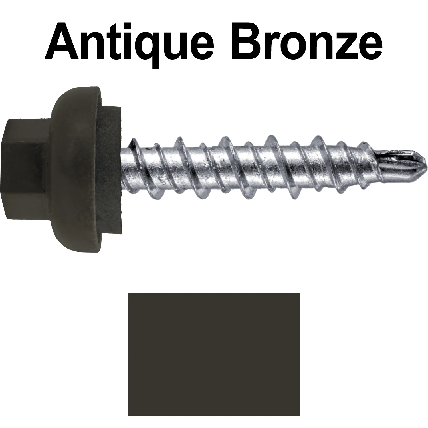 10 X 1" Zinc Aluminum Cap MINI-DRILLER Roofing Screws HI-LO THREAD Zinc Plated Carbon Steel Shank - EPDM Washer - Colored head - Image 50