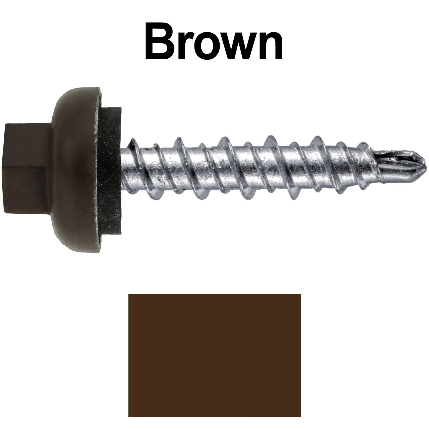 10 X 1" Zinc Aluminum Cap MINI-DRILLER Roofing Screws HI-LO THREAD Zinc Plated Carbon Steel Shank - EPDM Washer - Colored head - Image 59
