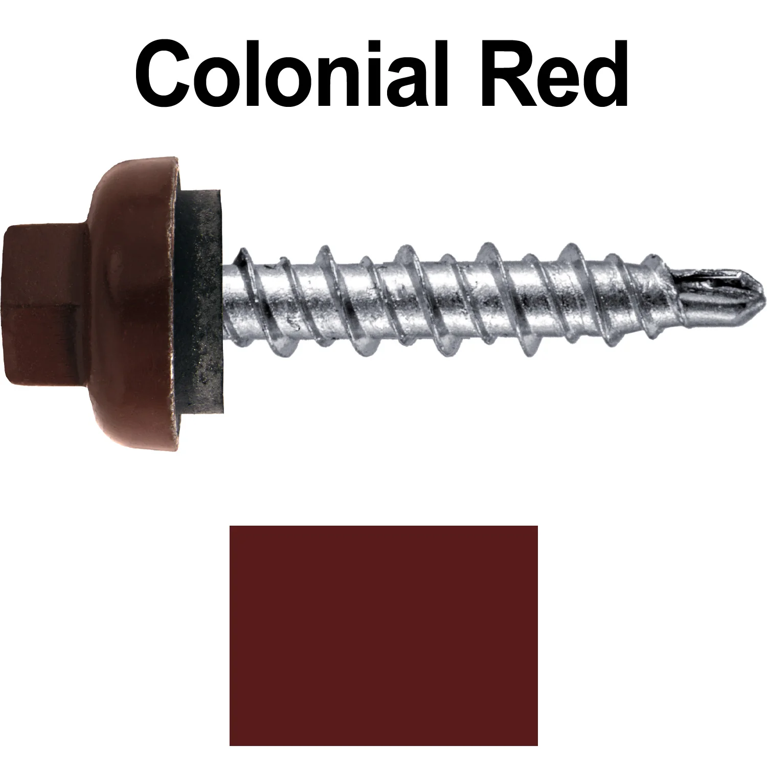 10 X 1" Zinc Aluminum Cap MINI-DRILLER Roofing Screws HI-LO THREAD Zinc Plated Carbon Steel Shank - EPDM Washer - Colored head - Image 70