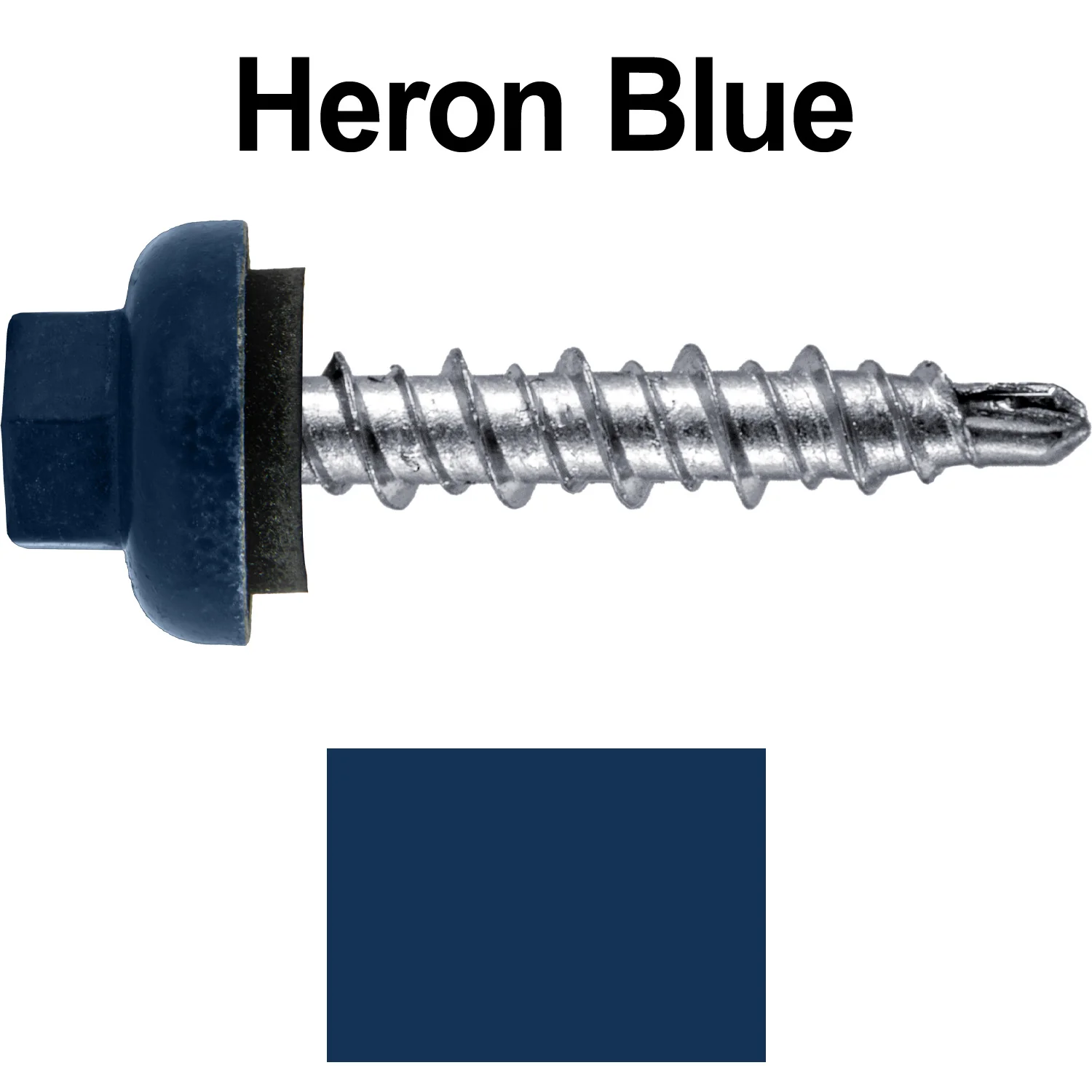 10 X 1" Zinc Aluminum Cap MINI-DRILLER Roofing Screws HI-LO THREAD Zinc Plated Carbon Steel Shank - EPDM Washer - Colored head - Image 94