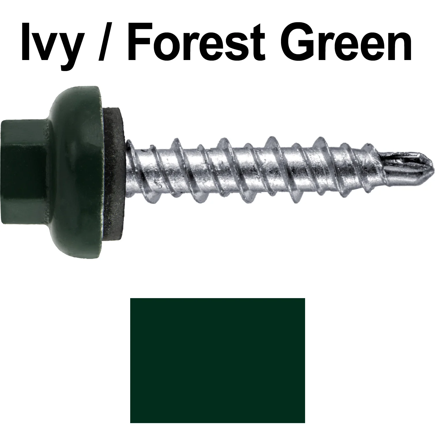 10 X 1" Zinc Aluminum Cap MINI-DRILLER Roofing Screws HI-LO THREAD Zinc Plated Carbon Steel Shank - EPDM Washer - Colored head - Image 98