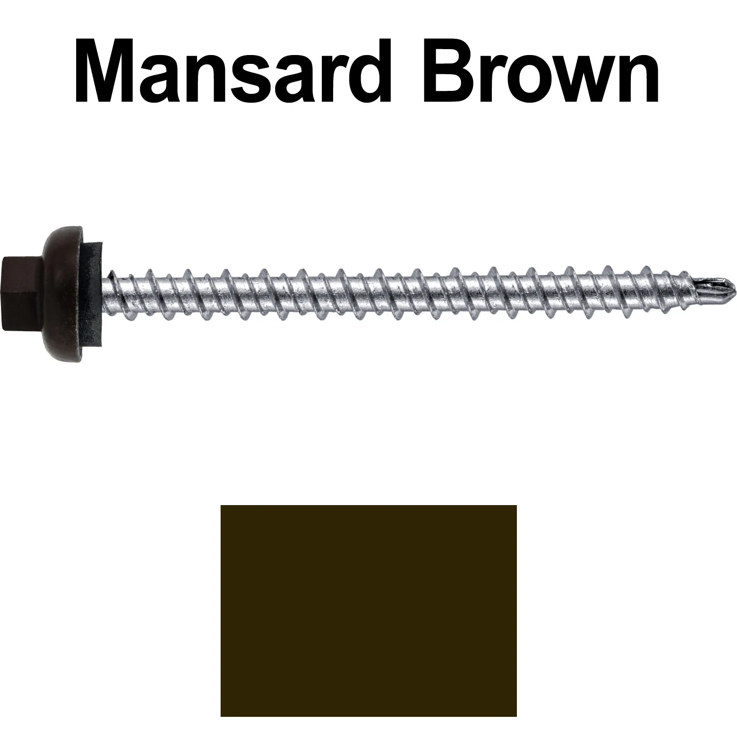 10 X 2-1/2" Zinc Aluminum Cap MINI-DRILLER Roofing Screws HI-LO THREAD Zinc Plated Carbon Steel Shank - EPDM Washer - Colored head - Image 103