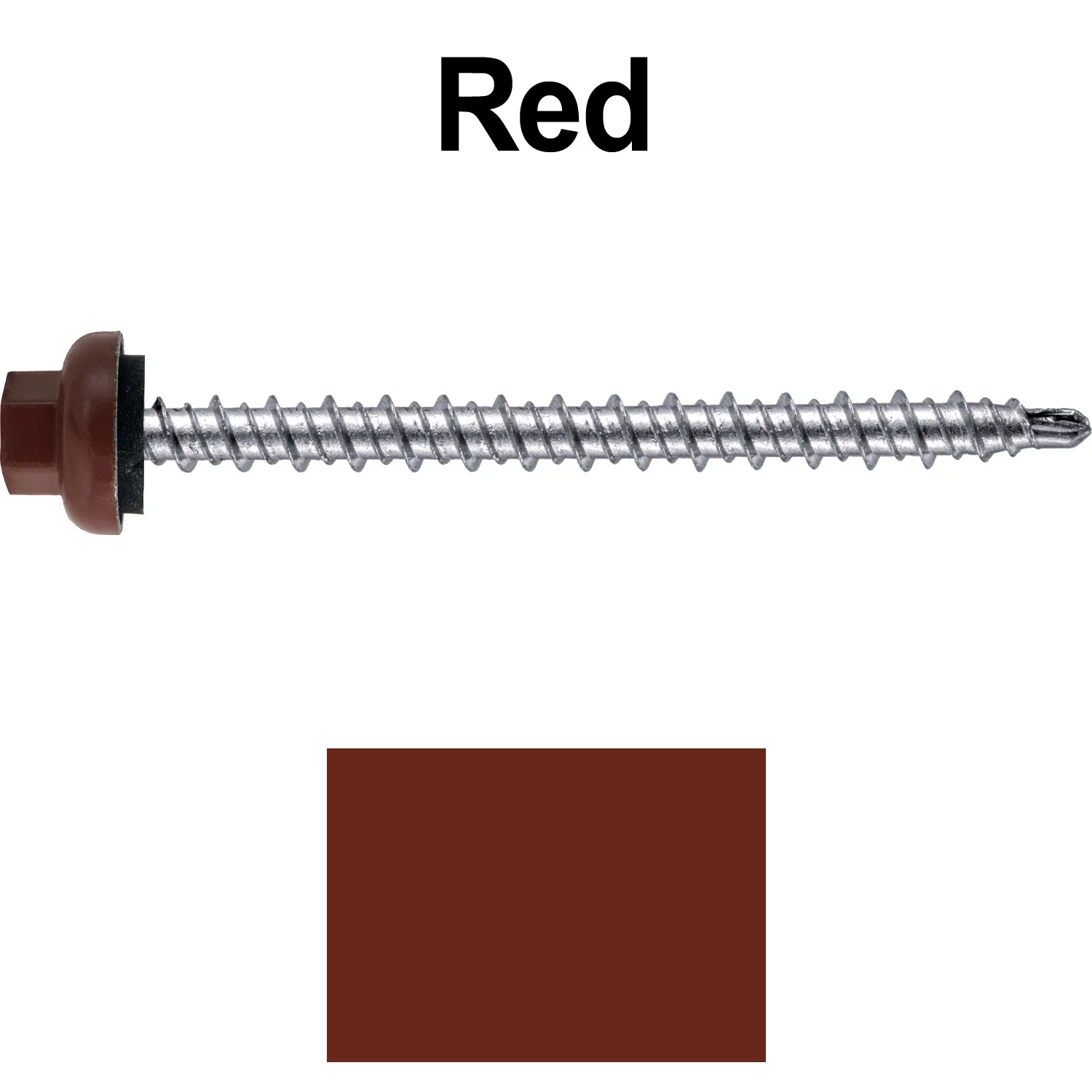 10 X 2-1/2" Zinc Aluminum Cap MINI-DRILLER Roofing Screws HI-LO THREAD Zinc Plated Carbon Steel Shank - EPDM Washer - Colored head - Image 113