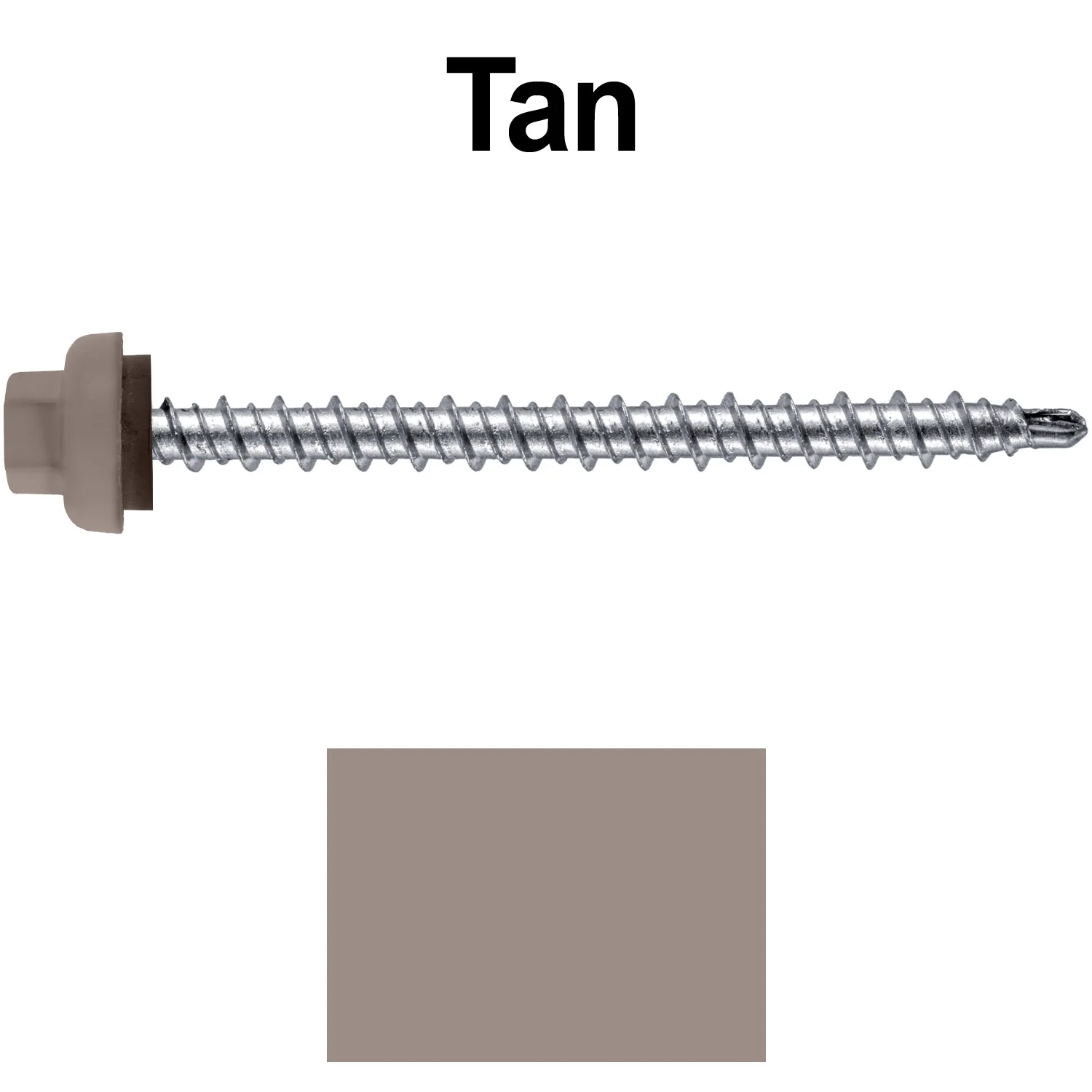 10 X 2-1/2" Zinc Aluminum Cap MINI-DRILLER Roofing Screws HI-LO THREAD Zinc Plated Carbon Steel Shank - EPDM Washer - Colored head - Image 122