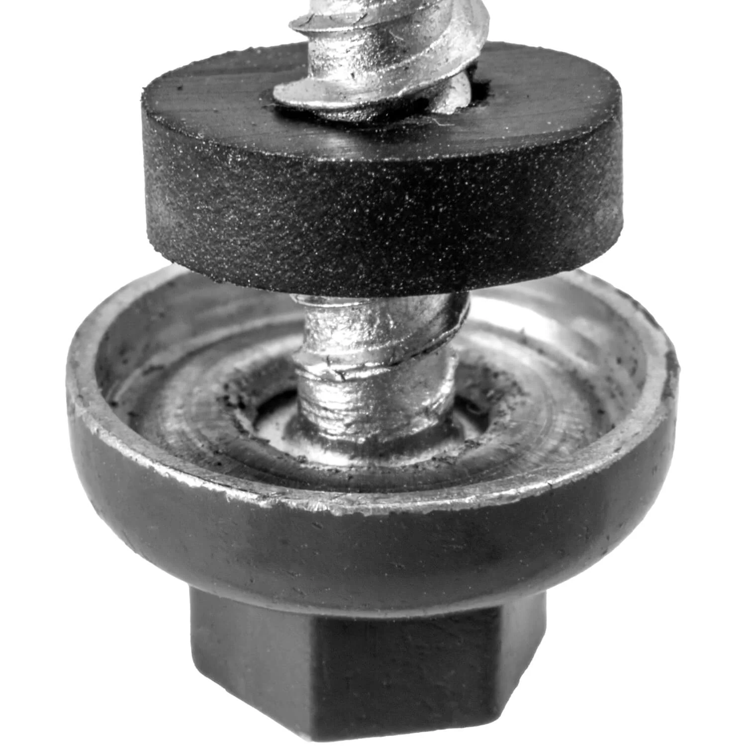 10 X 2-1/2" Zinc Aluminum Cap MINI-DRILLER Roofing Screws HI-LO THREAD Zinc Plated Carbon Steel Shank - EPDM Washer - Colored head - Image 4