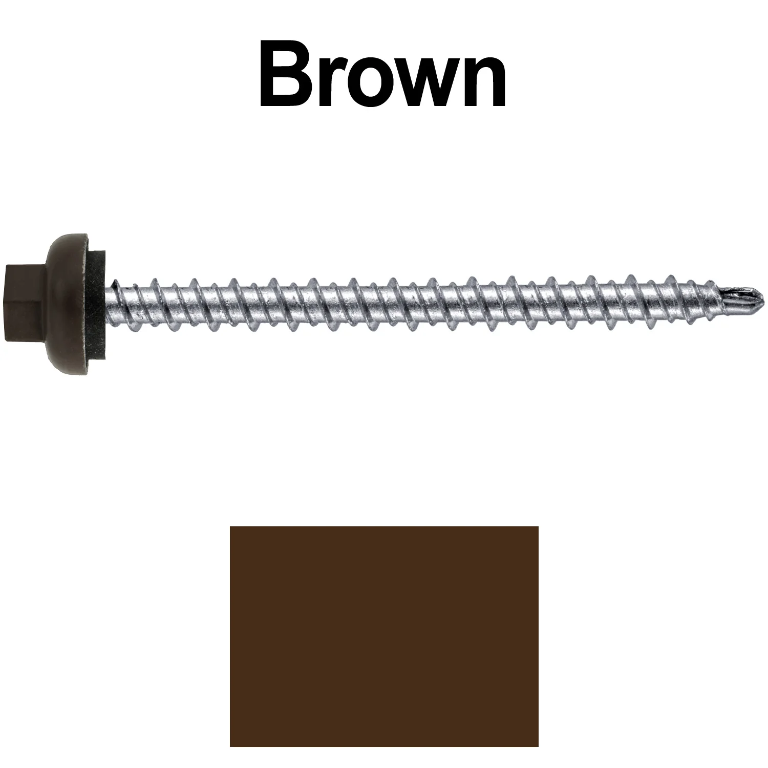 10 X 2-1/2" Zinc Aluminum Cap MINI-DRILLER Roofing Screws HI-LO THREAD Zinc Plated Carbon Steel Shank - EPDM Washer - Colored head - Image 7