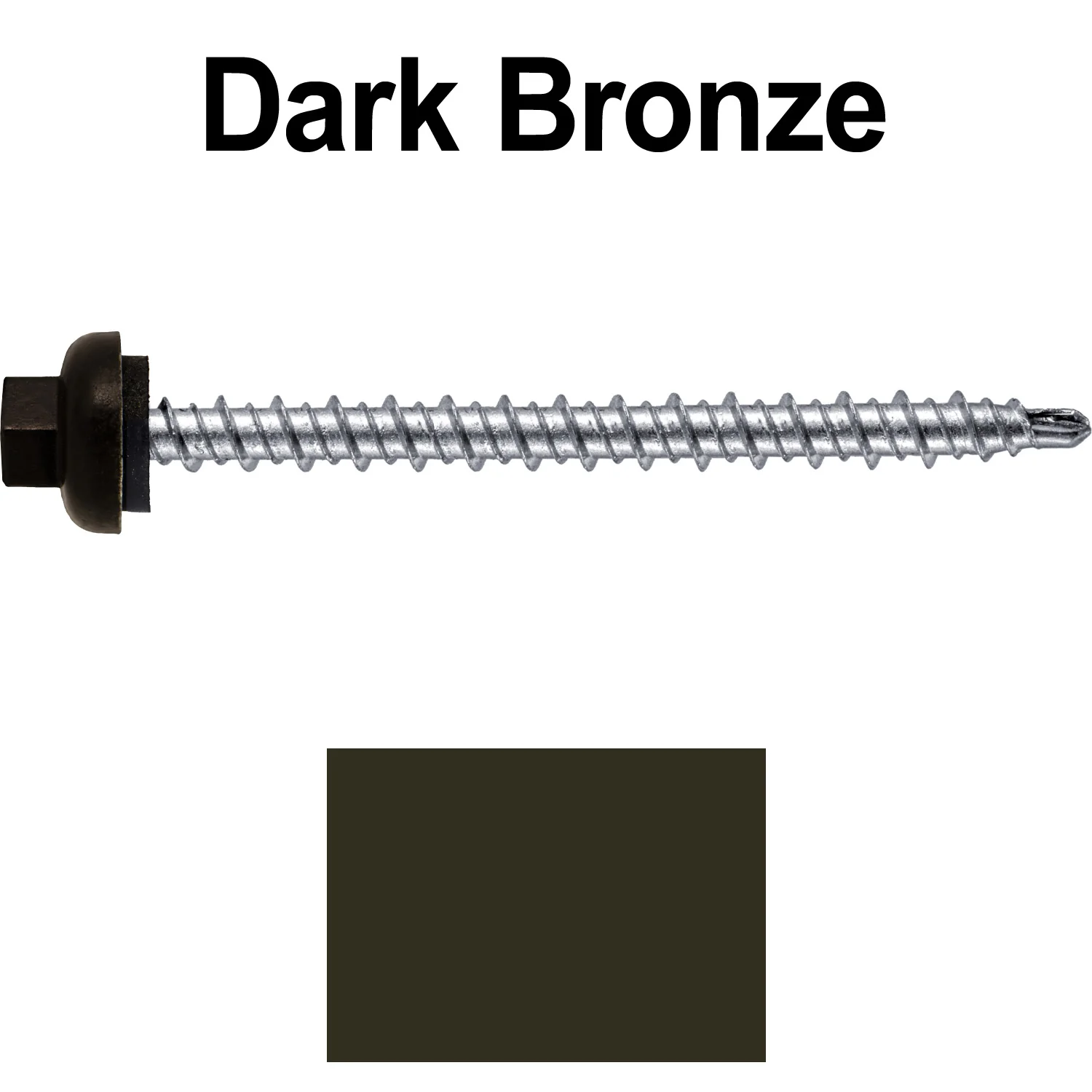 10 X 2-1/2" Zinc Aluminum Cap MINI-DRILLER Roofing Screws HI-LO THREAD Zinc Plated Carbon Steel Shank - EPDM Washer - Colored head - Image 76