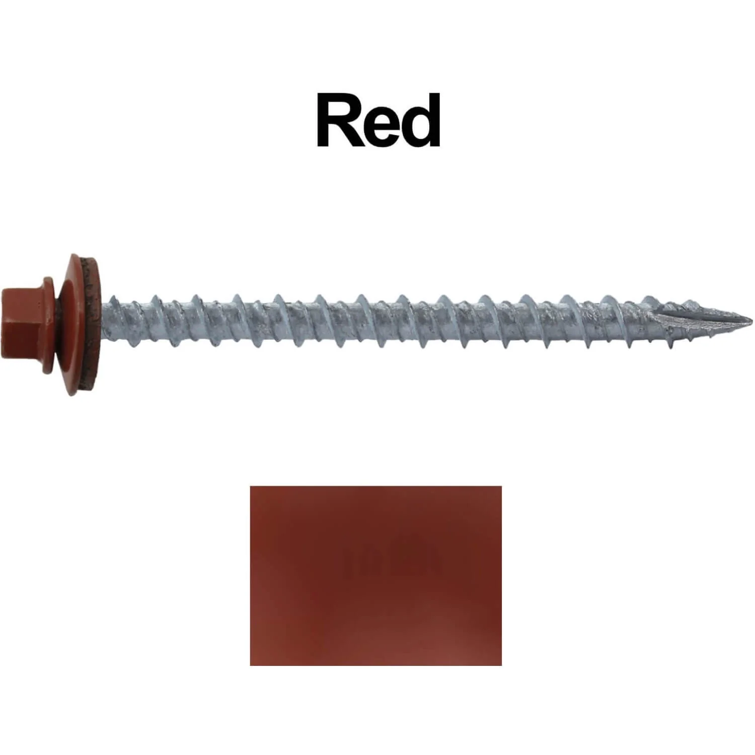 #10 x 2-1/2" Metal ROOFING SCREWS - Hex Washer Head - Self starting/self tapping - EPDM washer. Colored head. - Image 19