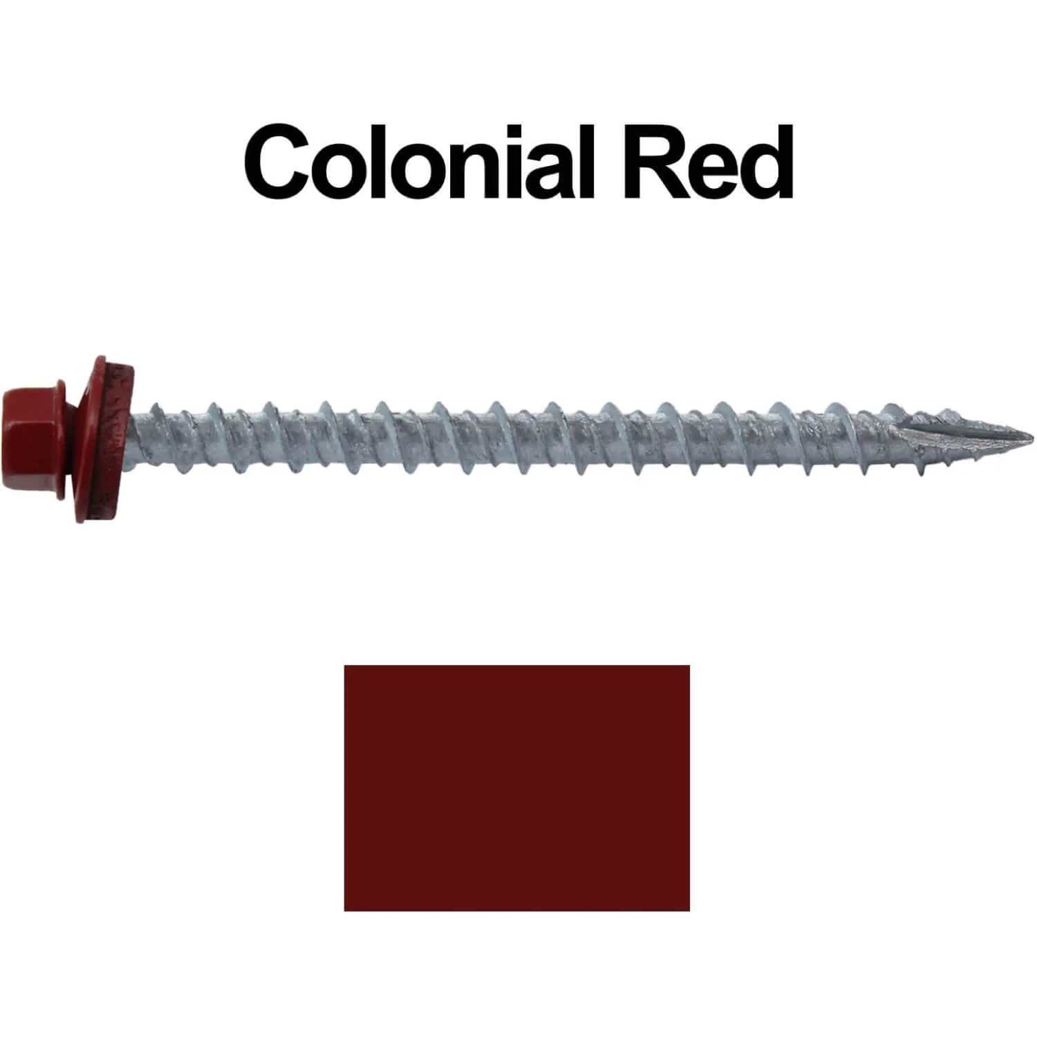 #10 x 2-1/2" Metal ROOFING SCREWS - Hex Washer Head - Self starting/self tapping - EPDM washer. Colored head. - Image 20