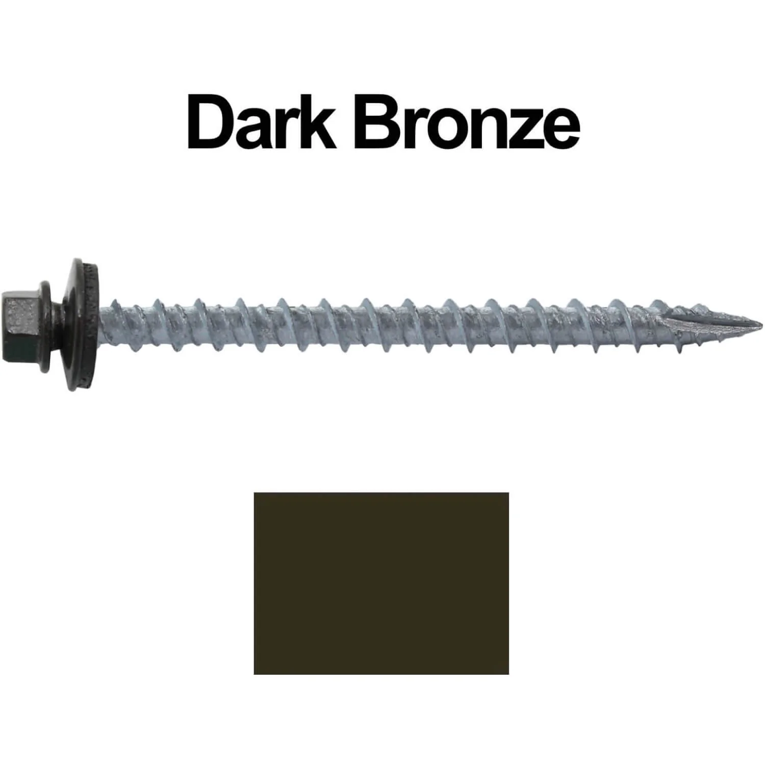 #10 x 2-1/2" Metal ROOFING SCREWS - Hex Washer Head - Self starting/self tapping - EPDM washer. Colored head. - Image 36