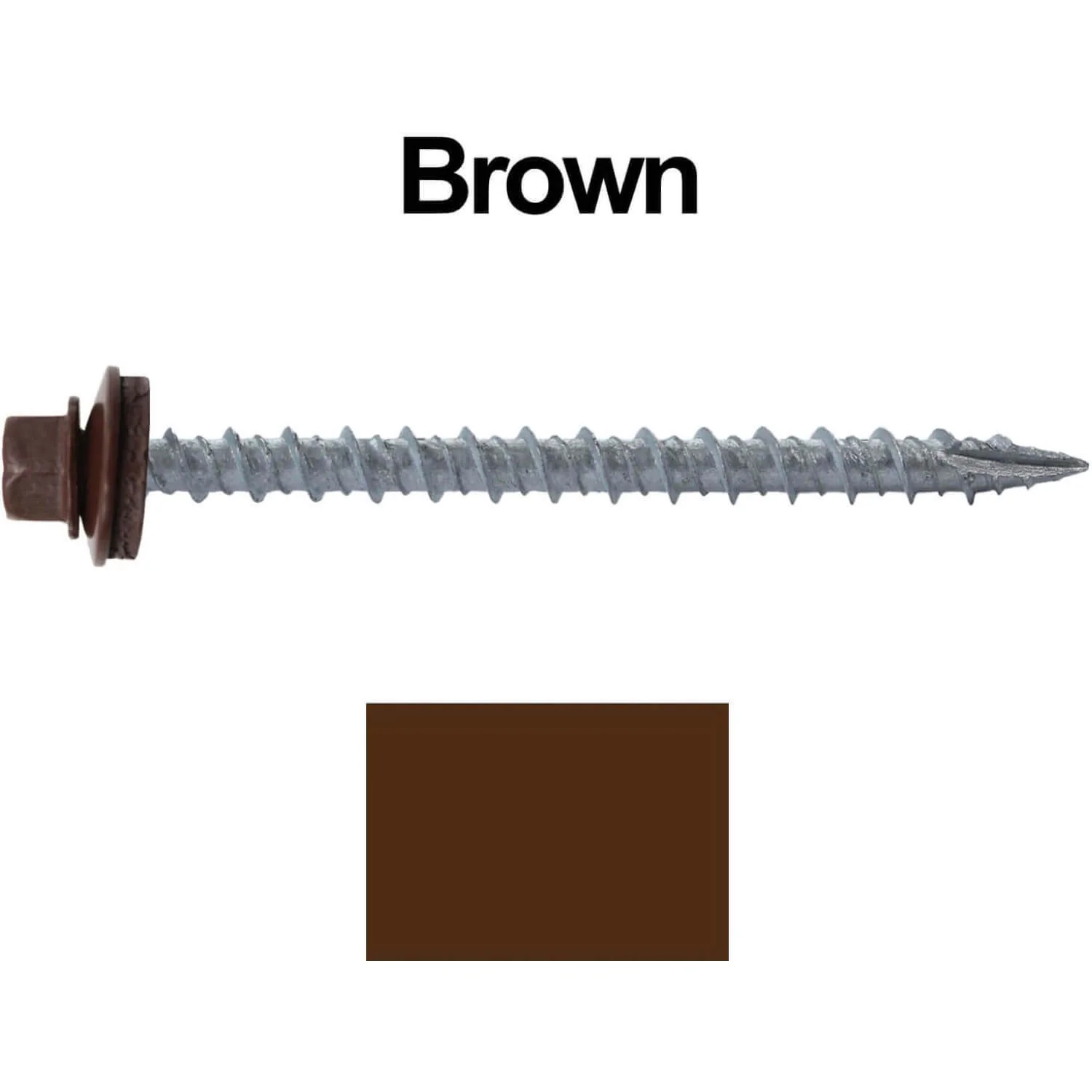 #10 x 2-1/2" Metal ROOFING SCREWS - Hex Washer Head - Self starting/self tapping - EPDM washer. Colored head. - Image 38