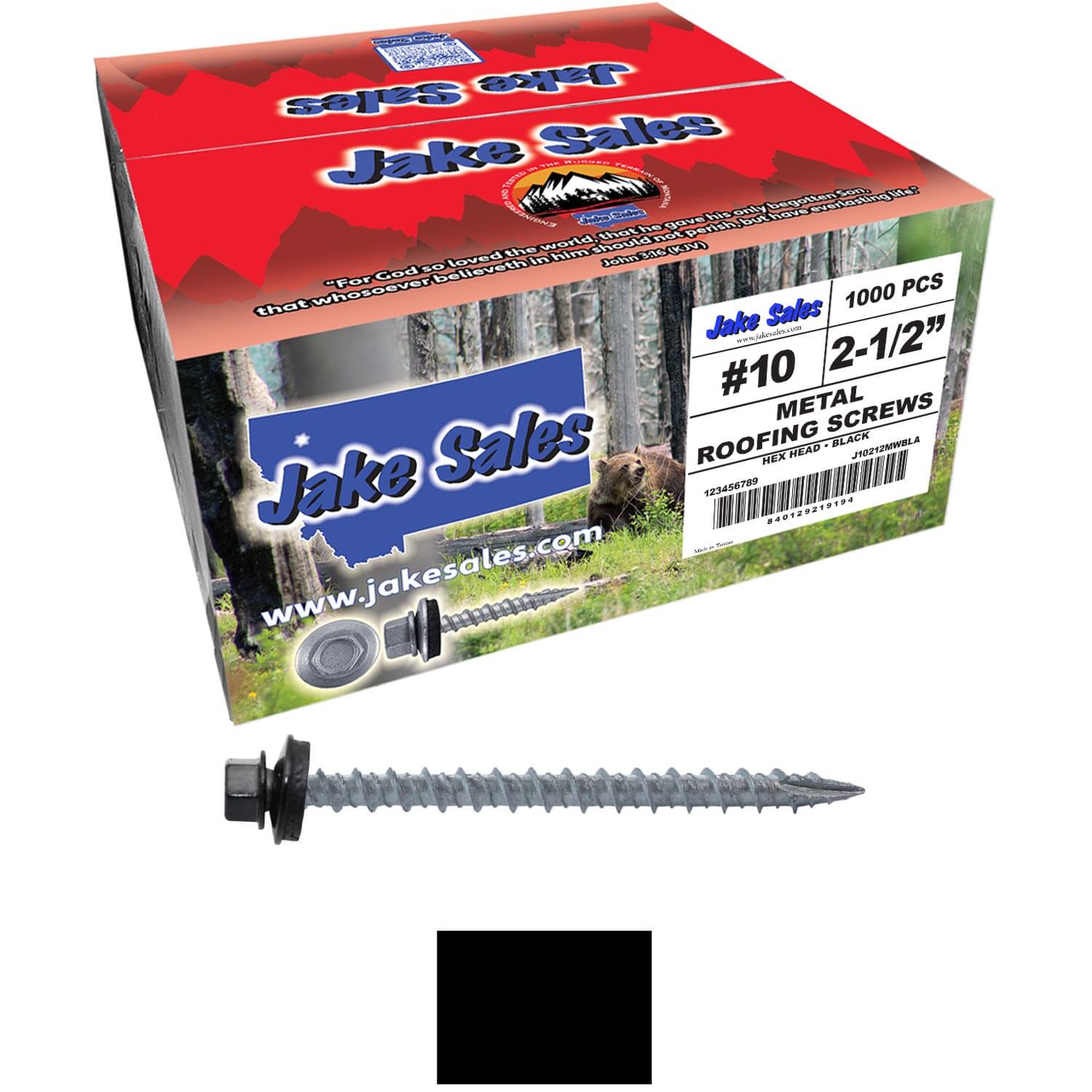 #10 x 2-1/2" Metal ROOFING SCREWS - Hex Washer Head - Self starting/self tapping - EPDM washer. Colored head. - Image 76