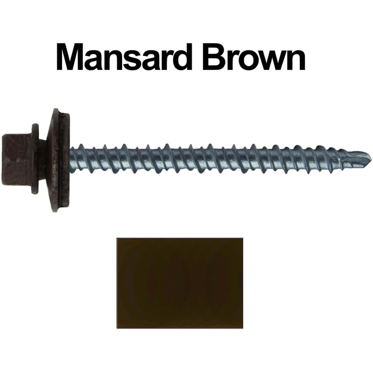 #10 x 2-1/2" Mini Driller Sheet Metal Roofing Screw - Hex Washer Head -  Self starting metal to wood siding screws. EPDM washer. Colored head. - Image 106