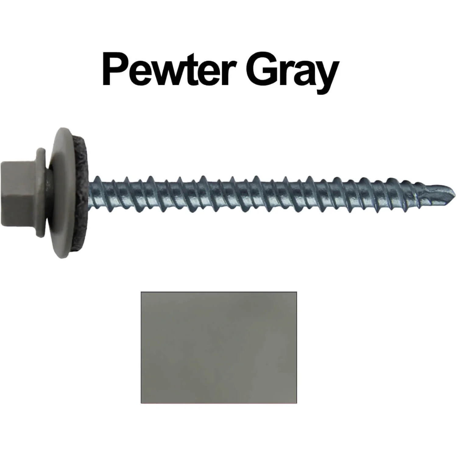 #10 x 2-1/2" Mini Driller Sheet Metal Roofing Screw - Hex Washer Head -  Self starting metal to wood siding screws. EPDM washer. Colored head. - Image 114