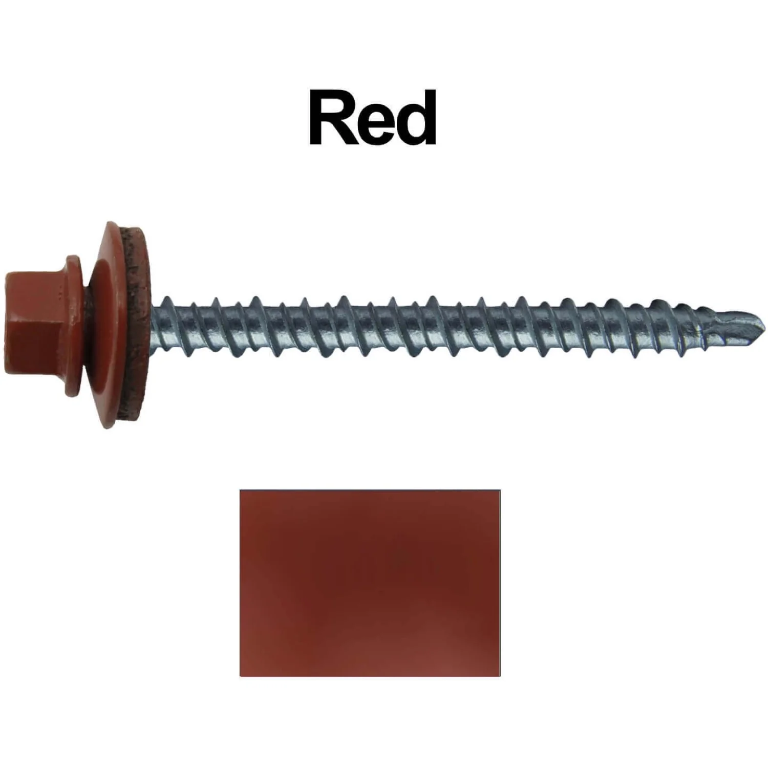 #10 x 2-1/2" Mini Driller Sheet Metal Roofing Screw - Hex Washer Head -  Self starting metal to wood siding screws. EPDM washer. Colored head. - Image 115