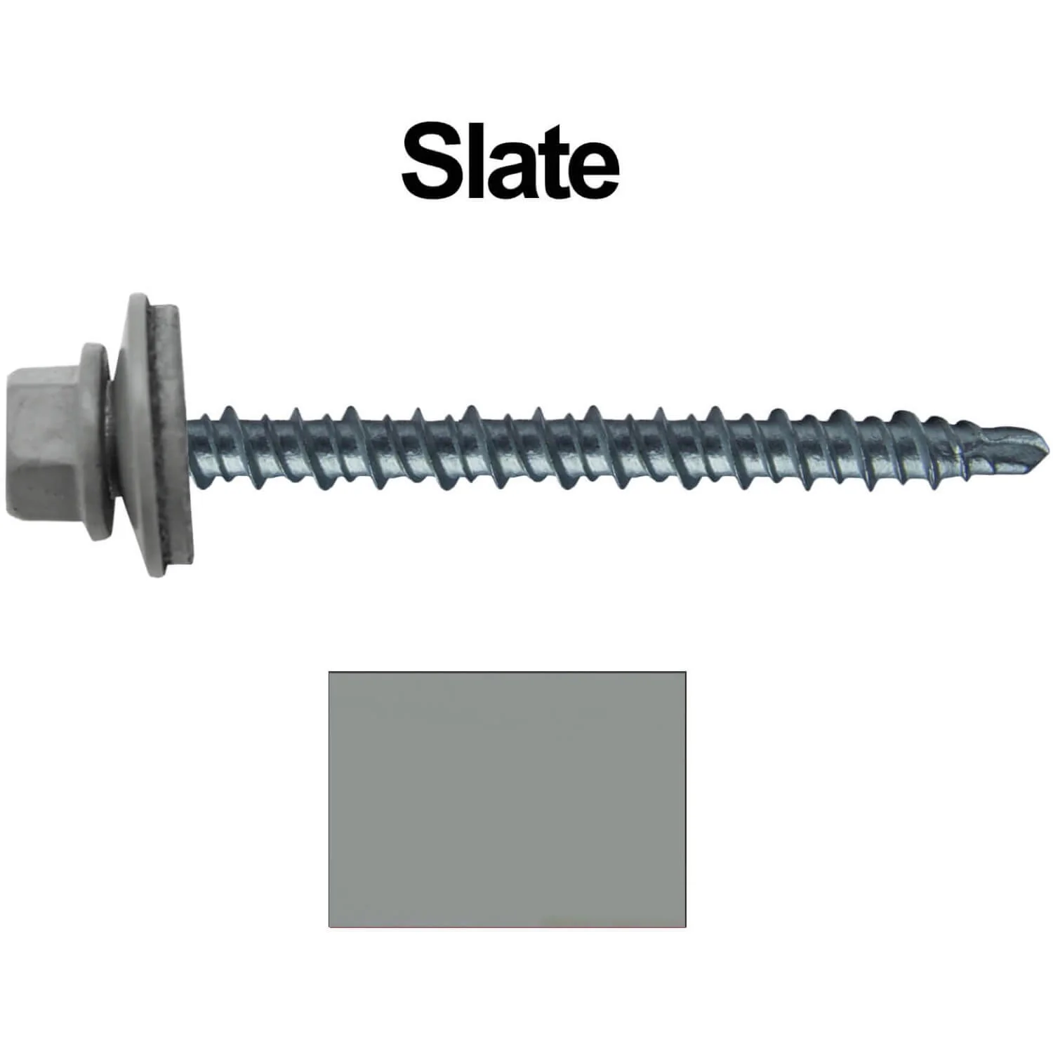 #10 x 2-1/2" Mini Driller Sheet Metal Roofing Screw - Hex Washer Head -  Self starting metal to wood siding screws. EPDM washer. Colored head. - Image 118