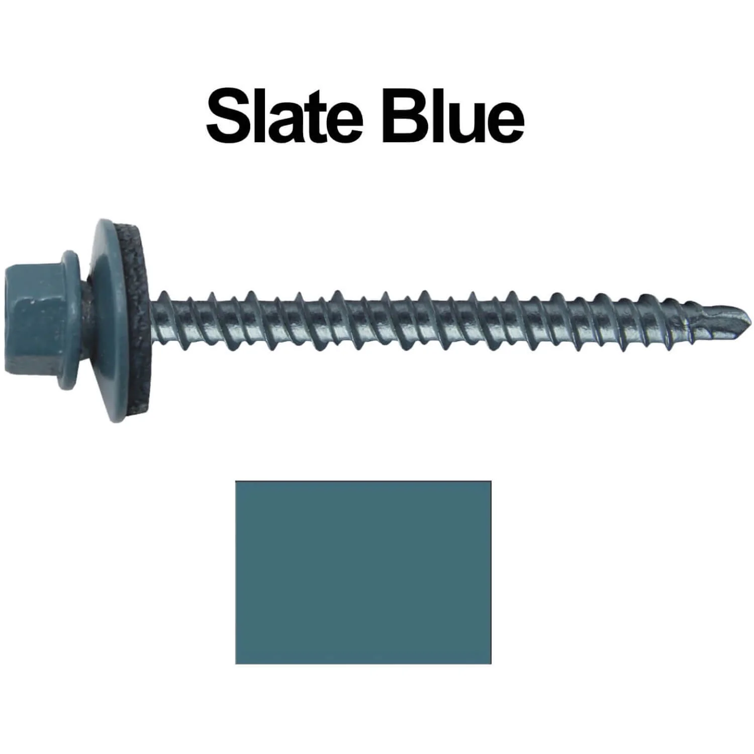 #10 x 2-1/2" Mini Driller Sheet Metal Roofing Screw - Hex Washer Head -  Self starting metal to wood siding screws. EPDM washer. Colored head. - Image 120