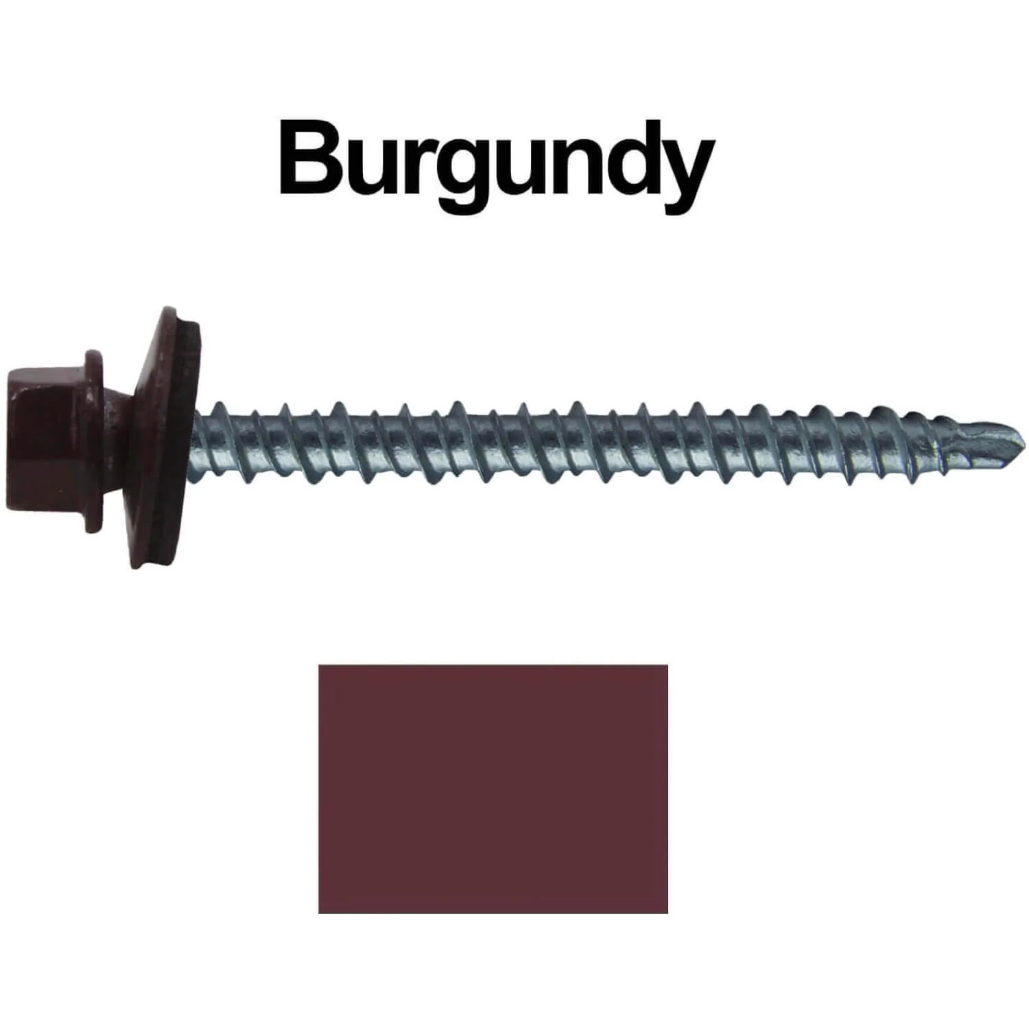 #10 x 2-1/2" Mini Driller Sheet Metal Roofing Screw - Hex Washer Head -  Self starting metal to wood siding screws. EPDM washer. Colored head. - Image 15