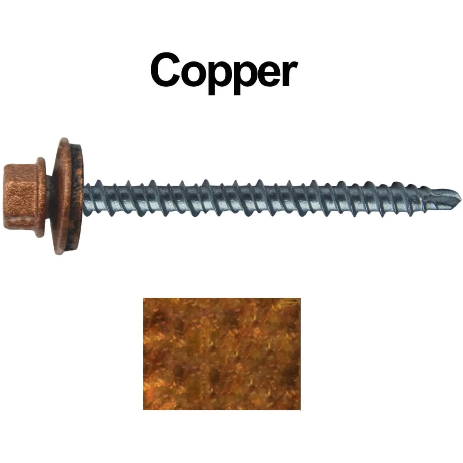 #10 x 2-1/2" Mini Driller Sheet Metal Roofing Screw - Hex Washer Head -  Self starting metal to wood siding screws. EPDM washer. Colored head. - Image 17