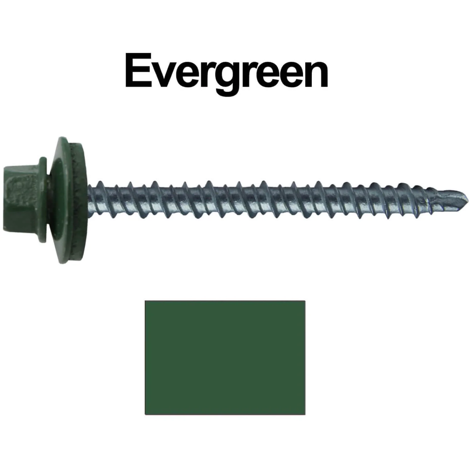 #10 x 2-1/2" Mini Driller Sheet Metal Roofing Screw - Hex Washer Head -  Self starting metal to wood siding screws. EPDM washer. Colored head. - Image 23