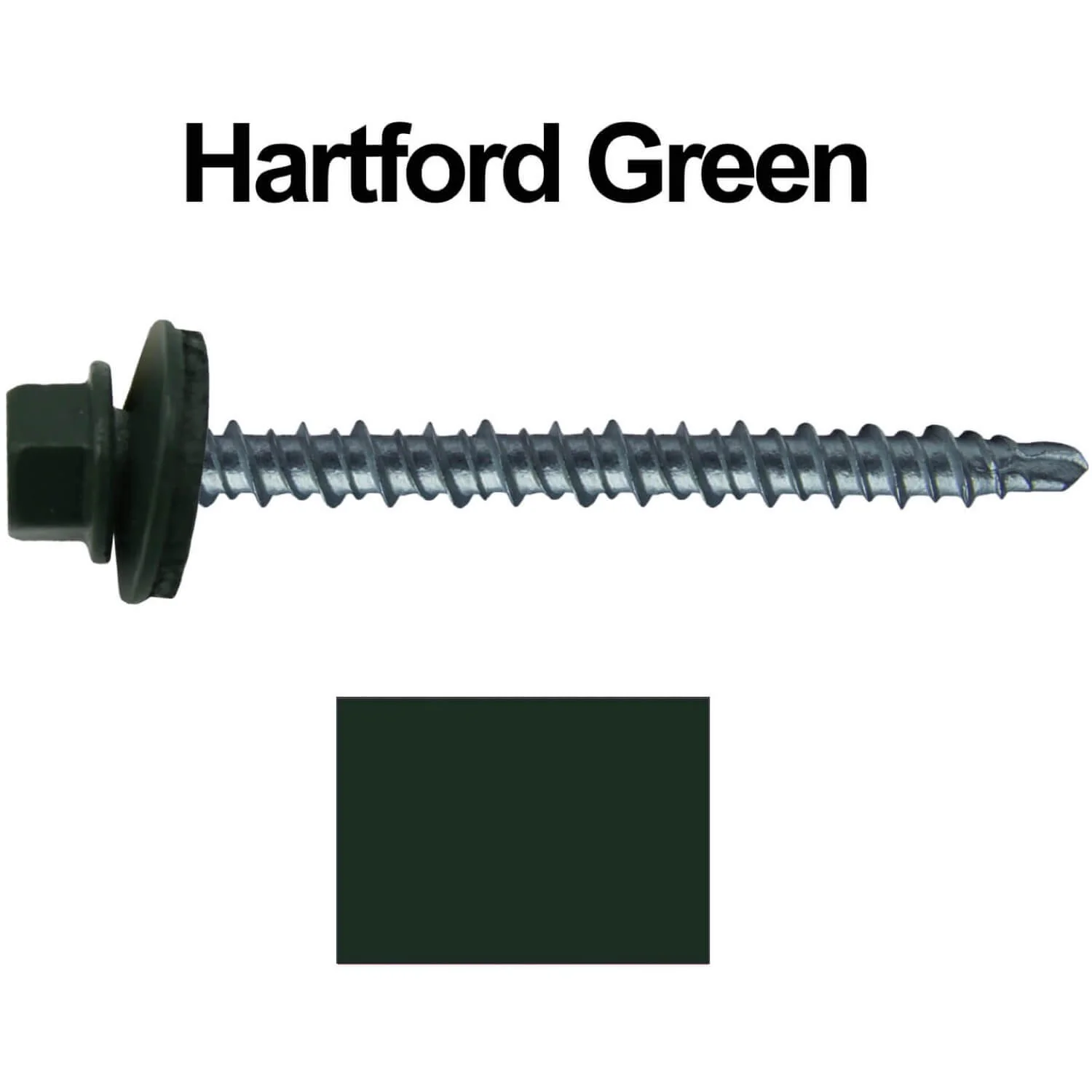#10 x 2-1/2" Mini Driller Sheet Metal Roofing Screw - Hex Washer Head -  Self starting metal to wood siding screws. EPDM washer. Colored head. - Image 26