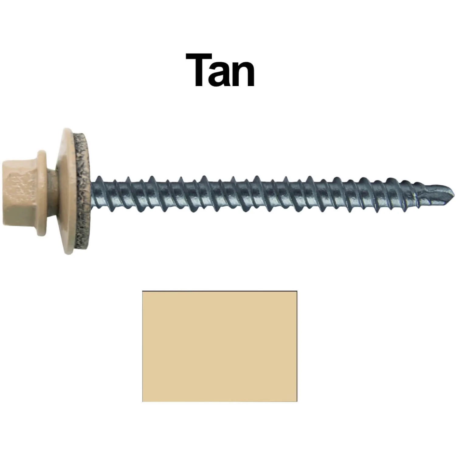 #10 x 2-1/2" Mini Driller Sheet Metal Roofing Screw - Hex Washer Head -  Self starting metal to wood siding screws. EPDM washer. Colored head. - Image 43