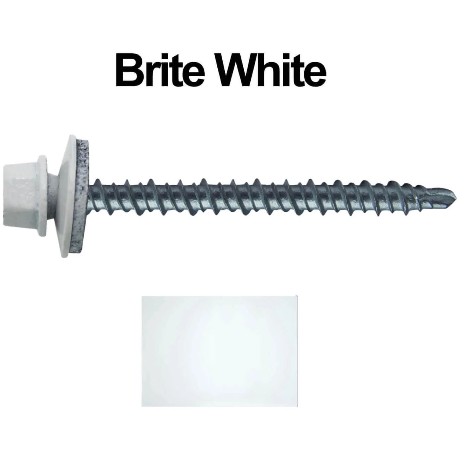 #10 x 2-1/2" Mini Driller Sheet Metal Roofing Screw - Hex Washer Head -  Self starting metal to wood siding screws. EPDM washer. Colored head. - Image 58