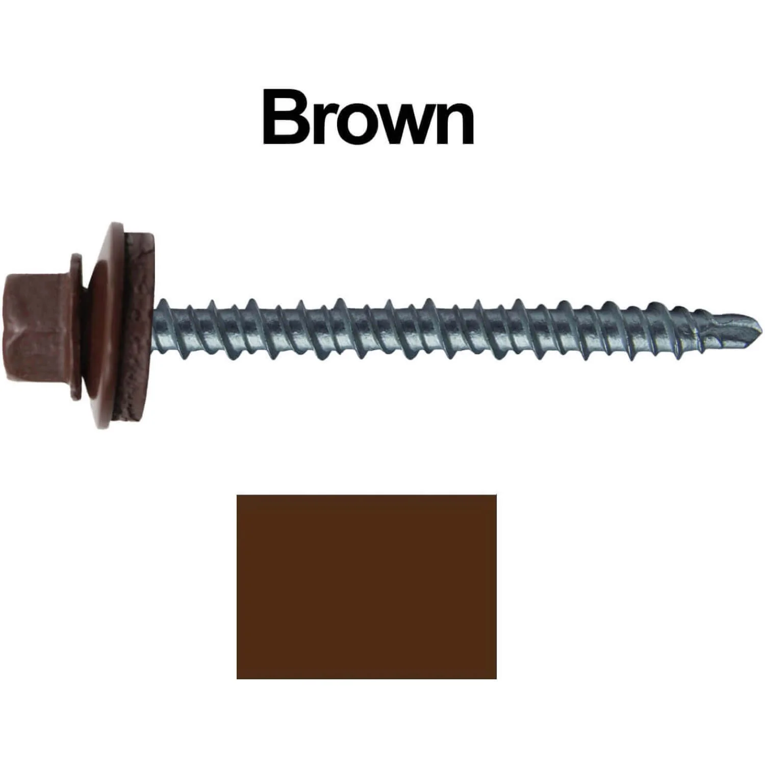 #10 x 2-1/2" Mini Driller Sheet Metal Roofing Screw - Hex Washer Head -  Self starting metal to wood siding screws. EPDM washer. Colored head. - Image 59