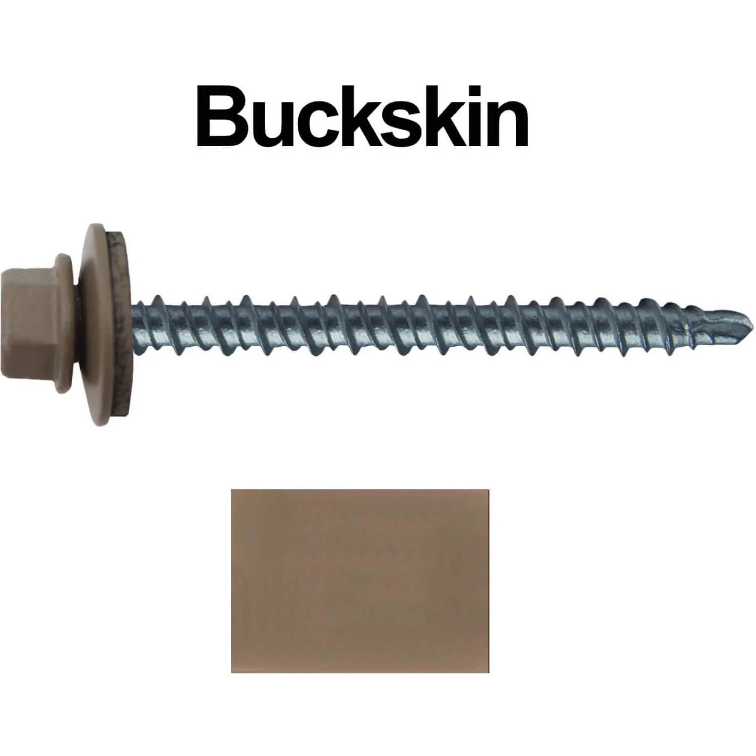 #10 x 2-1/2" Mini Driller Sheet Metal Roofing Screw - Hex Washer Head -  Self starting metal to wood siding screws. EPDM washer. Colored head. - Image 62