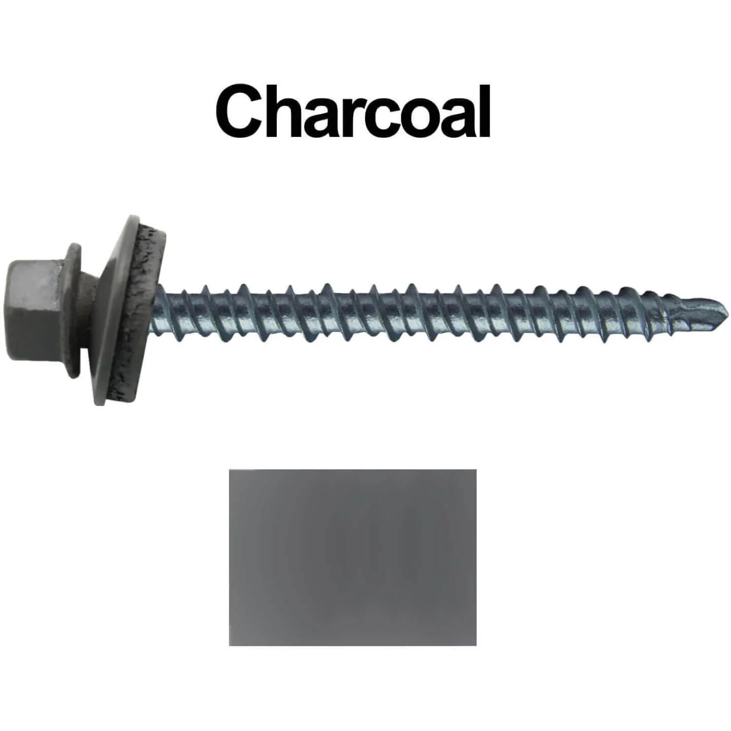 #10 x 2-1/2" Mini Driller Sheet Metal Roofing Screw - Hex Washer Head -  Self starting metal to wood siding screws. EPDM washer. Colored head. - Image 66
