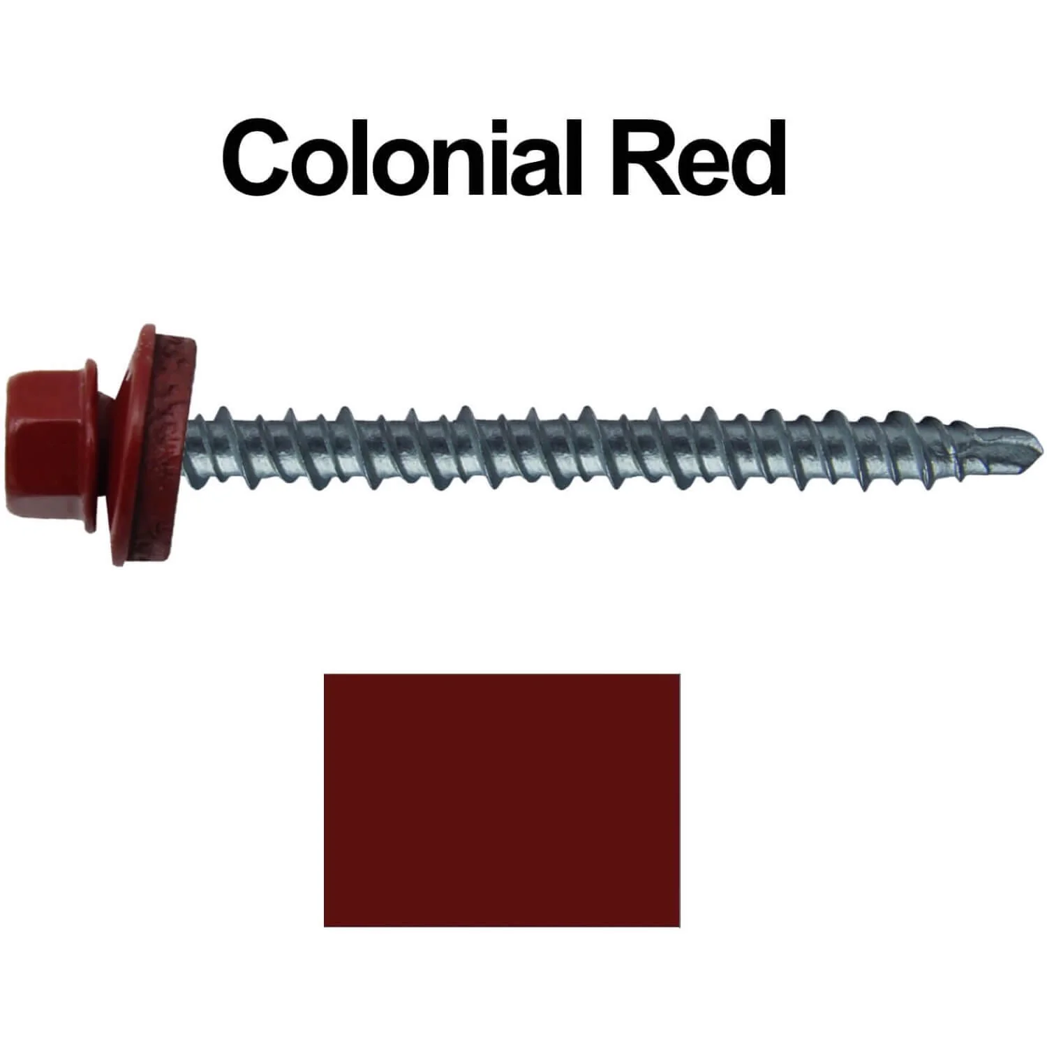 #10 x 2-1/2" Mini Driller Sheet Metal Roofing Screw - Hex Washer Head -  Self starting metal to wood siding screws. EPDM washer. Colored head. - Image 69