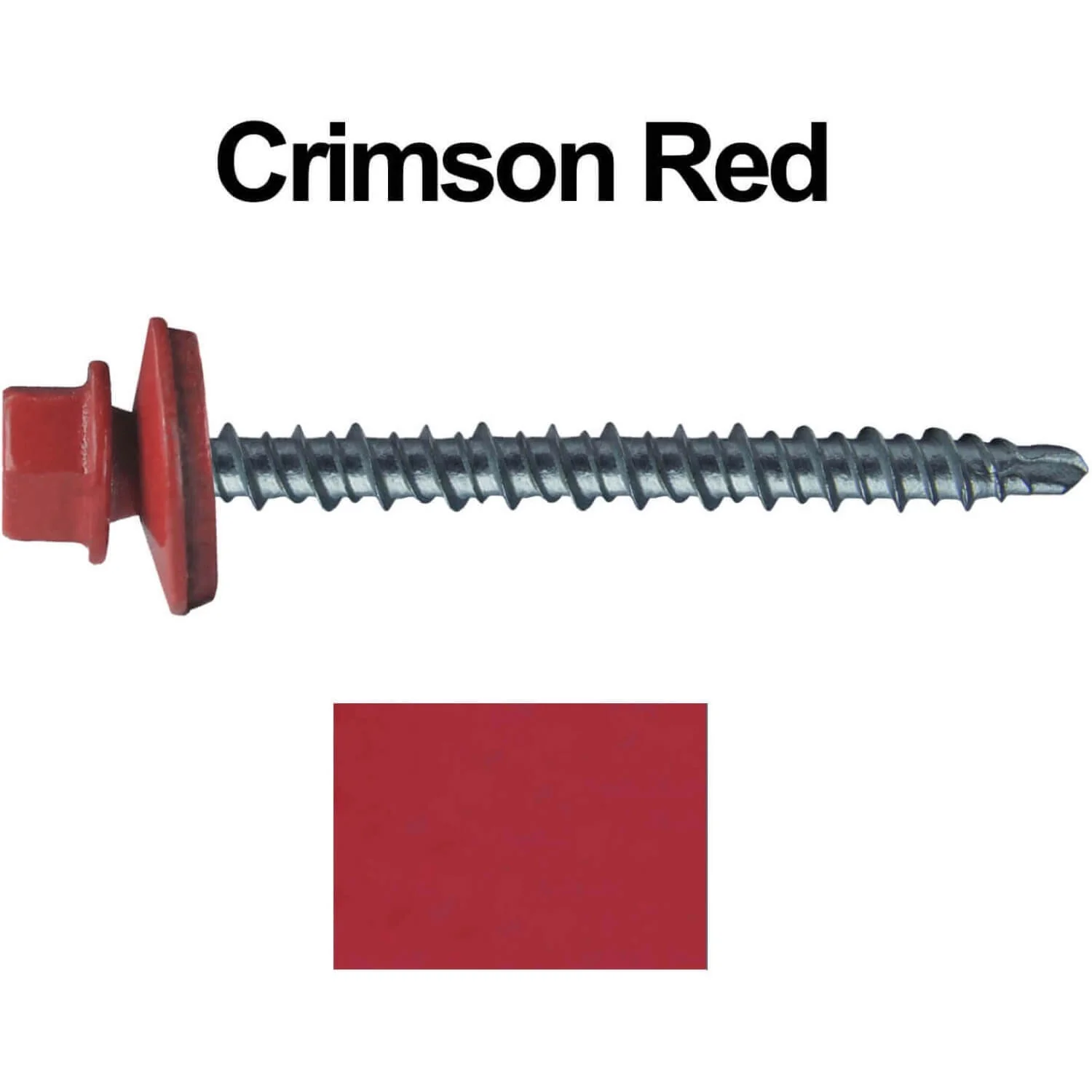 #10 x 2-1/2" Mini Driller Sheet Metal Roofing Screw - Hex Washer Head -  Self starting metal to wood siding screws. EPDM washer. Colored head. - Image 74